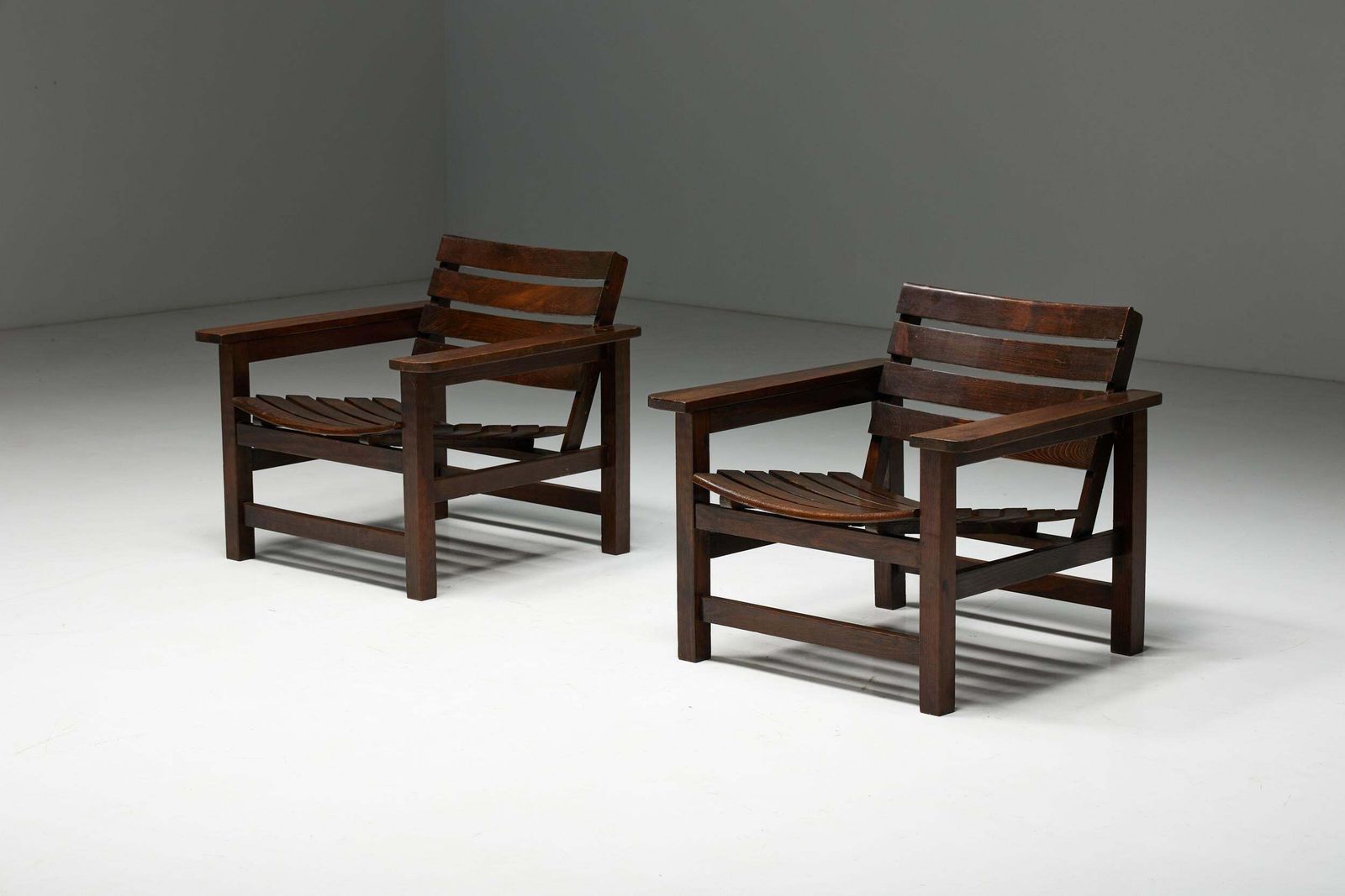 Brutalist Lounge Chairs, France, 1970s photo for sale