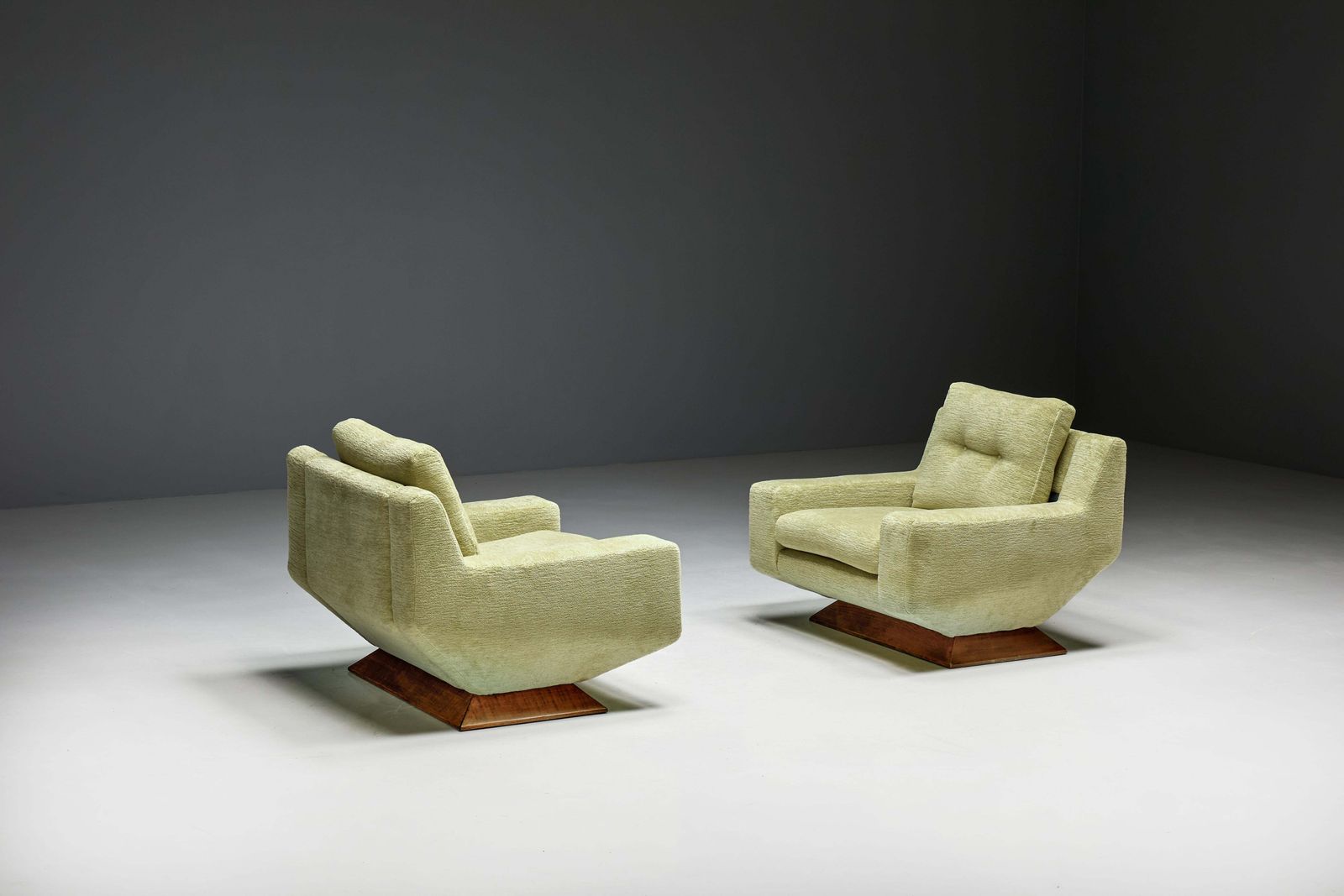 Mid Century Club Chairs In Pierre Frey Chenille, Italy, 1960s