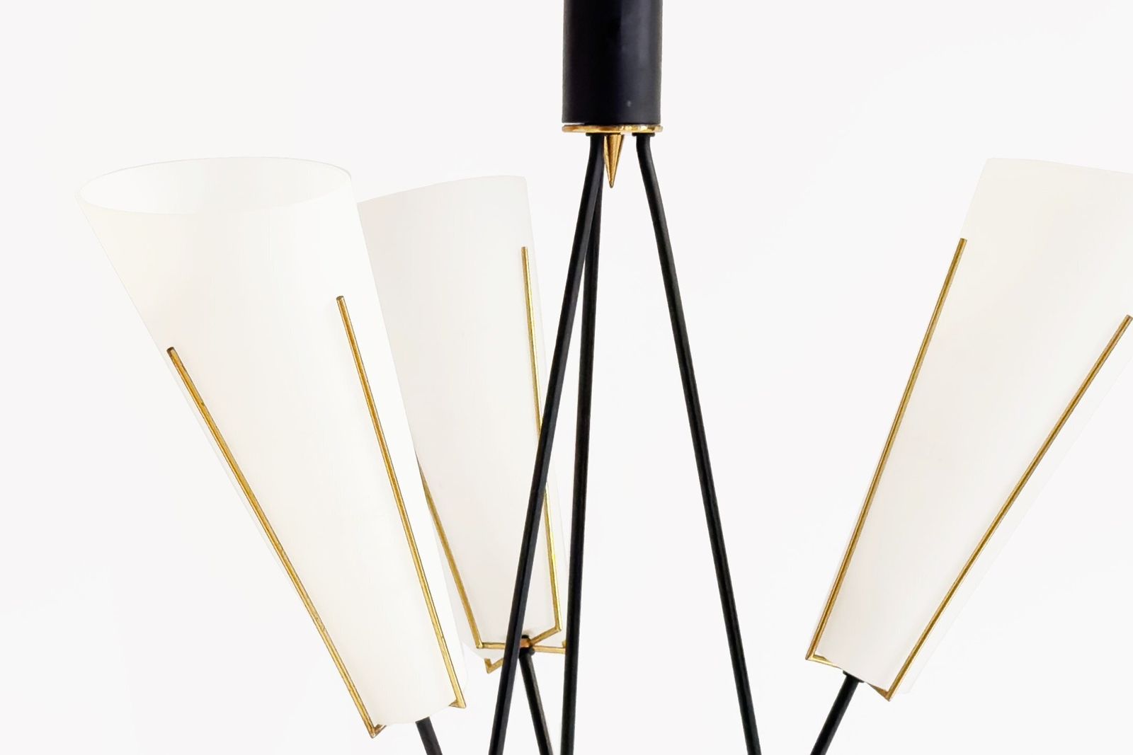 20th Century Scandinavian Suspension Lamp With Three Lights And Opaline Shades, 1960s photo furniture