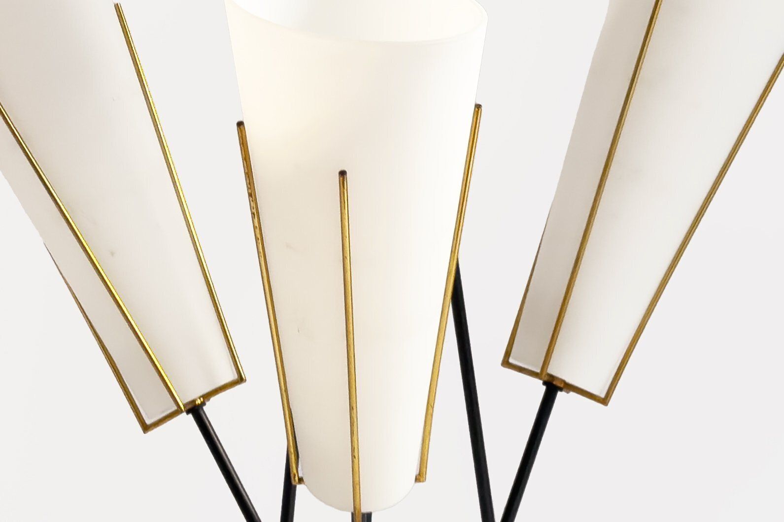 20th Century Scandinavian Suspension Lamp With Three Lights And Opaline Shades, 1960s photo Lighting