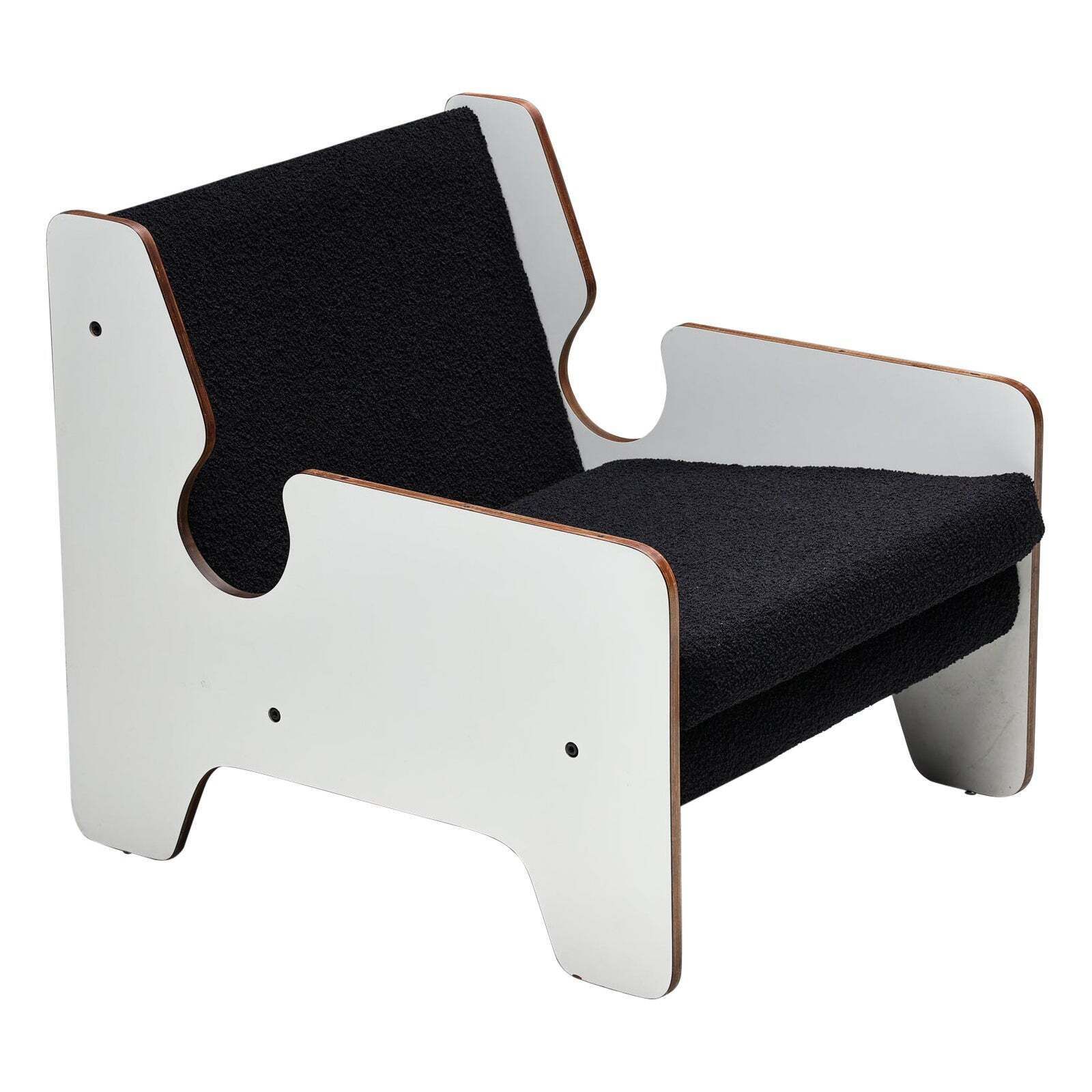 Post Modern Black & White Lounge Chair, Italy, 1970s