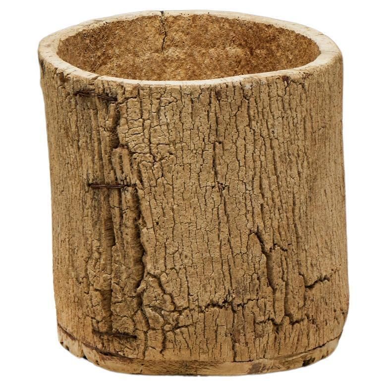 Artisanal Tree Trunk Planter, France, 19th Century
