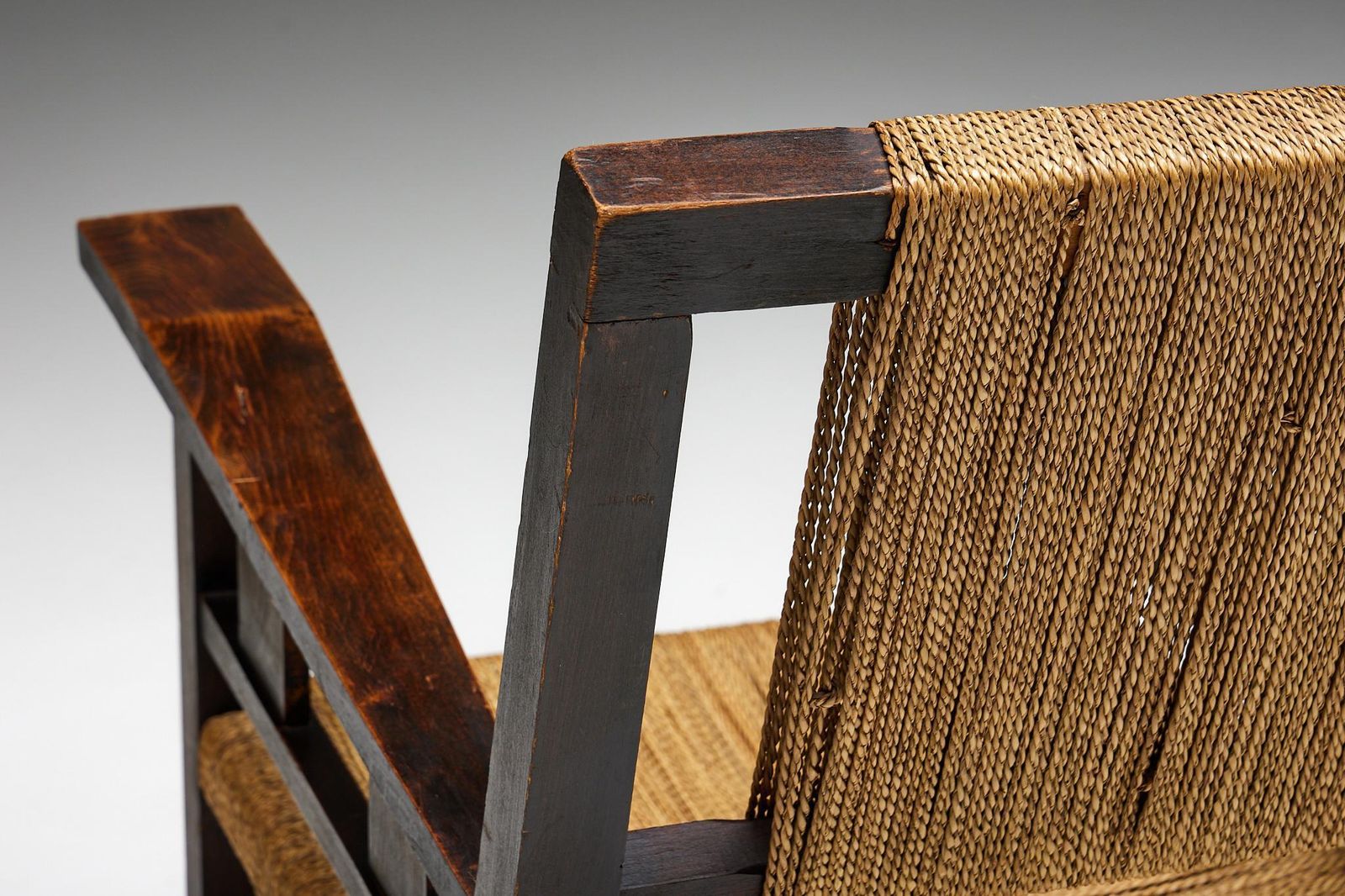 Furniture Easy Chair In Solid Wood And Rope, France, 1930s photo