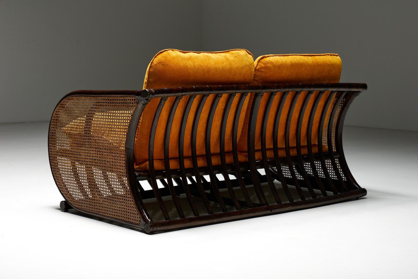 Two Seater Italian Bamboo Bench, 1970s photo vinterior
