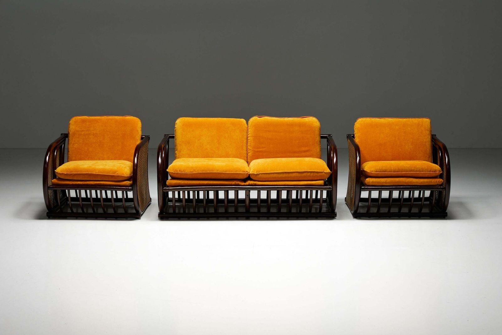 photo furniture Two Seater Italian Bamboo Bench, 1970s