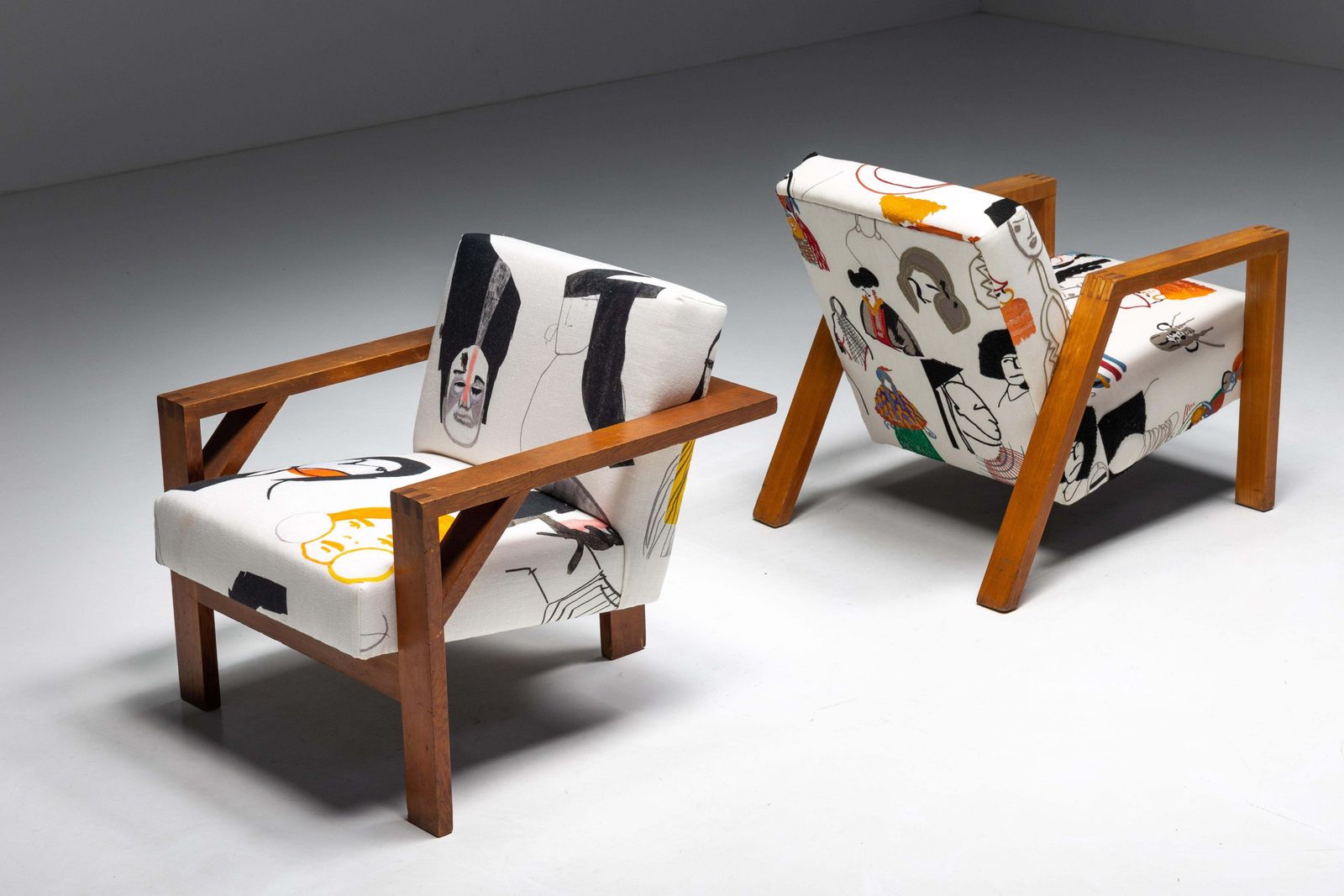 6411.0 Dutch Modernist Chair In Pierre Frey Fabric, 1960s photo
