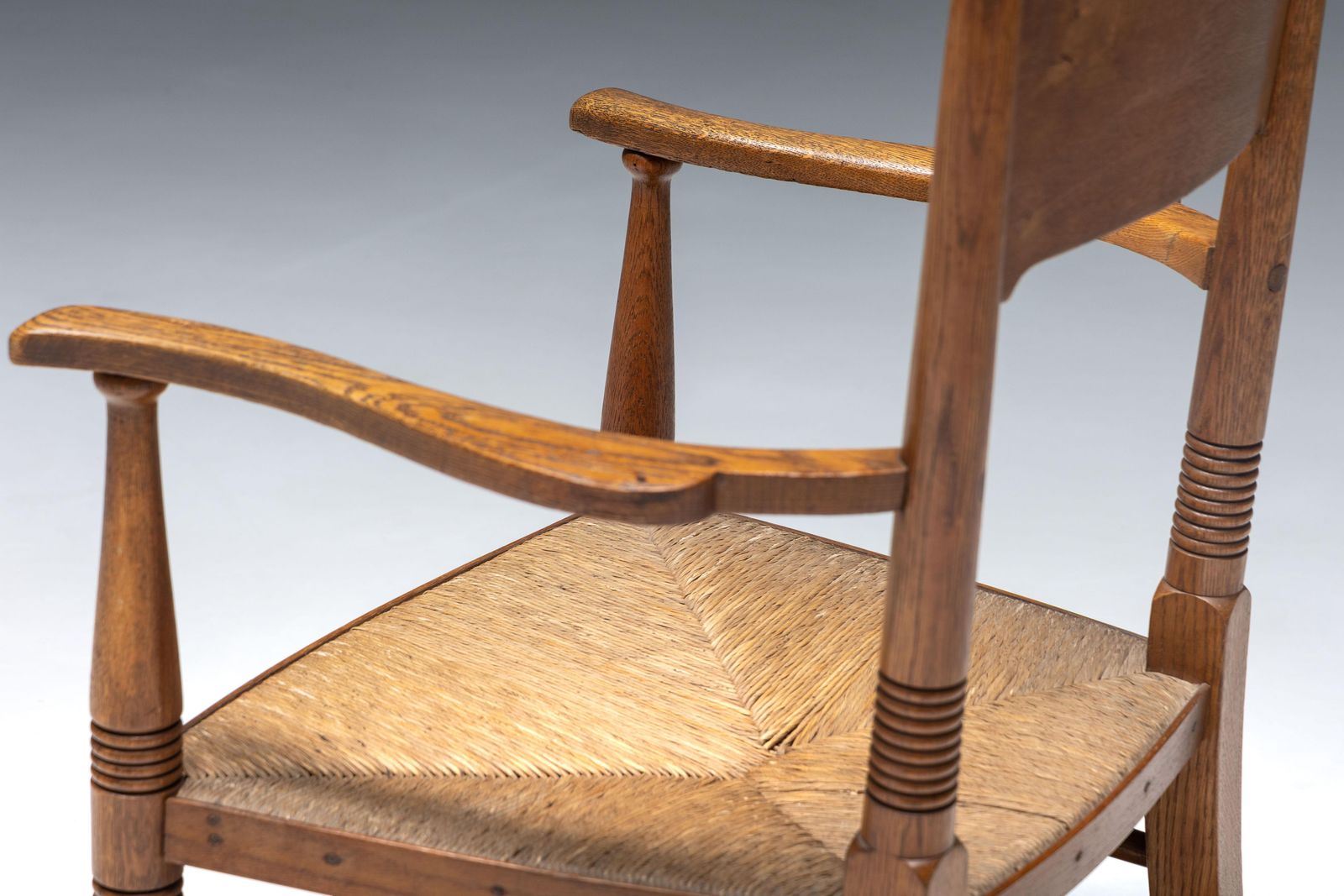 Rustic Armchair In Solid Oak And Straw, United Kingdom, 1900s photo 2651.0