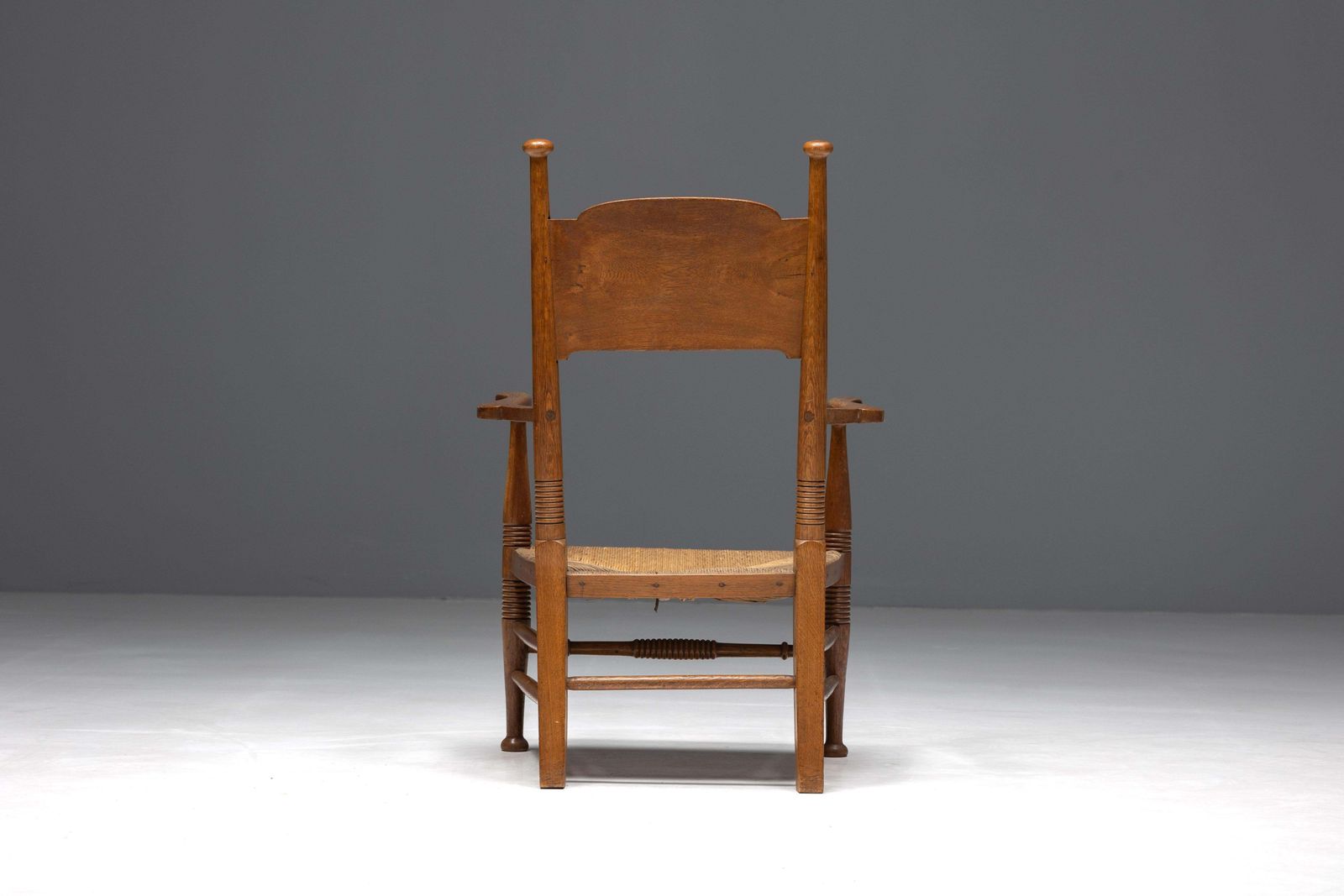 Rustic Armchair In Solid Oak And Straw, United Kingdom, 1900s photo buy