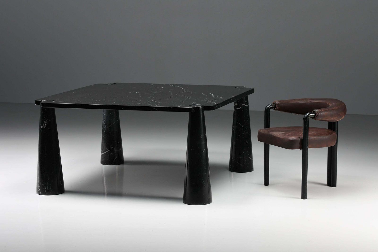 Mangiarotti 'Eros' Square Marble Dining Table, Italy, Post Modern, 1970's photo Furniture