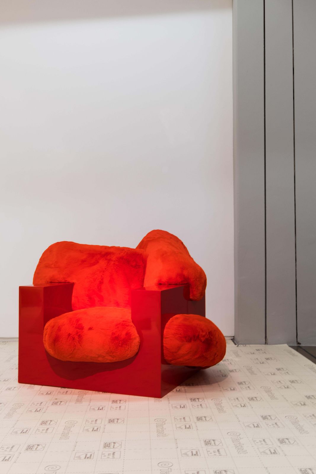 photo buy 'Pillow Lounge Chair' In Red Lacquer And Faux Fur By Schimmel & Schweikle