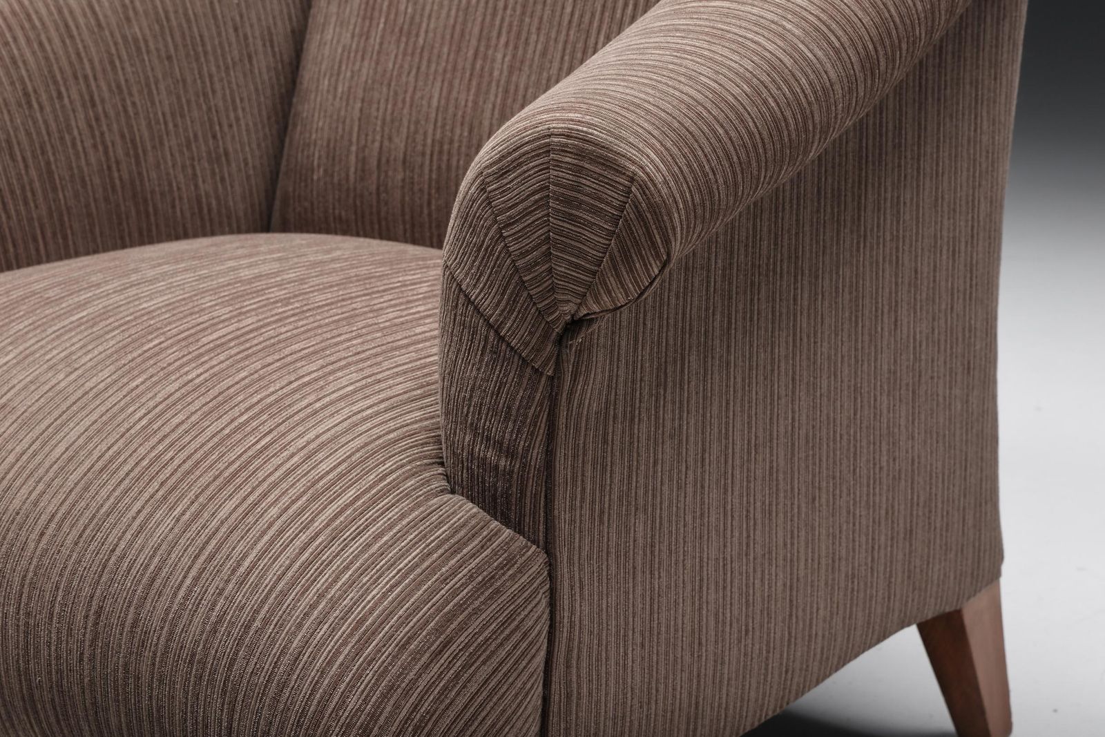 1861.0 Armchair In Striped Upholstery & Wooden Legs, Europe, Circa 1950s photo