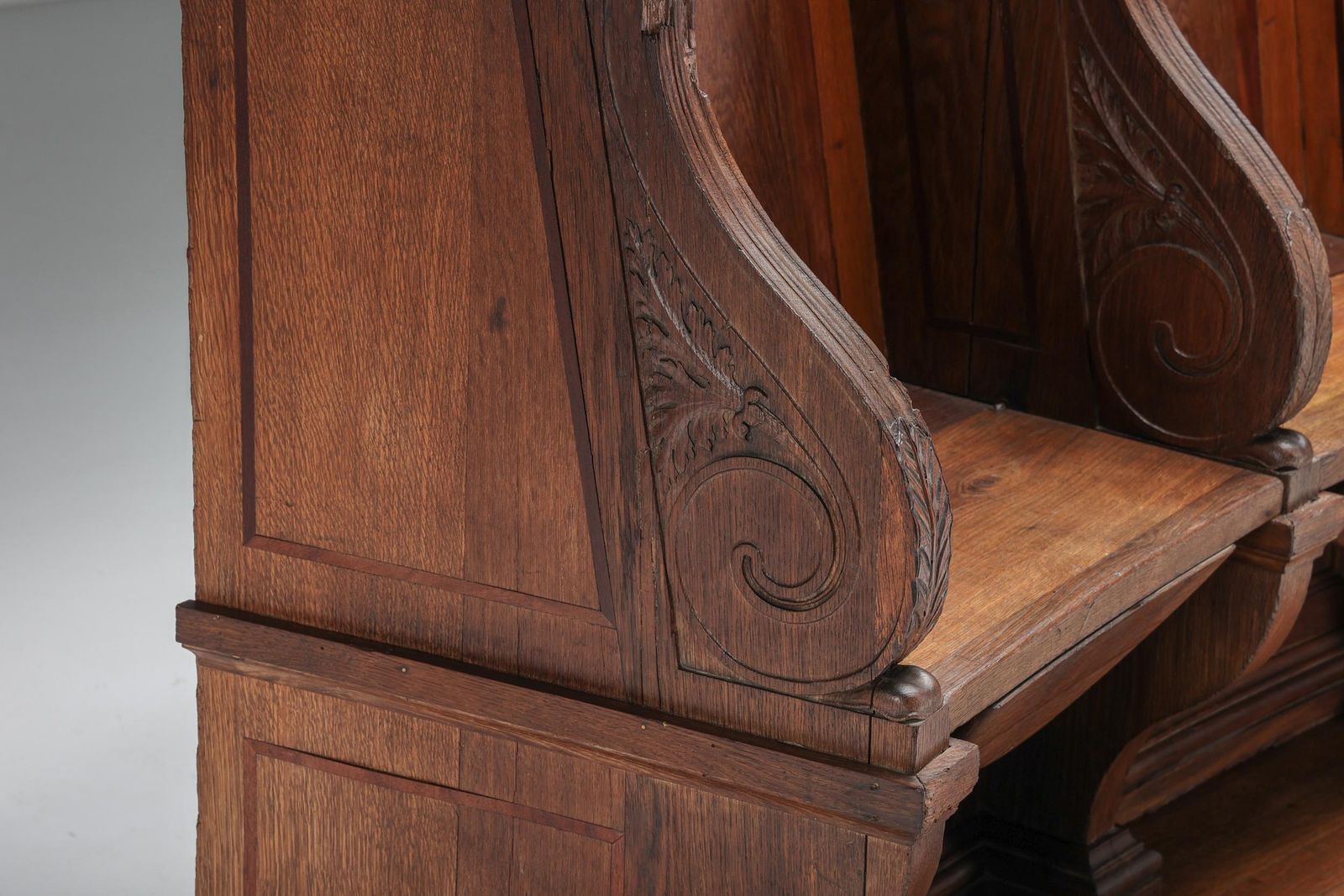 Furniture Flemish Oak Church Pew, Belgium, 18th Century photo