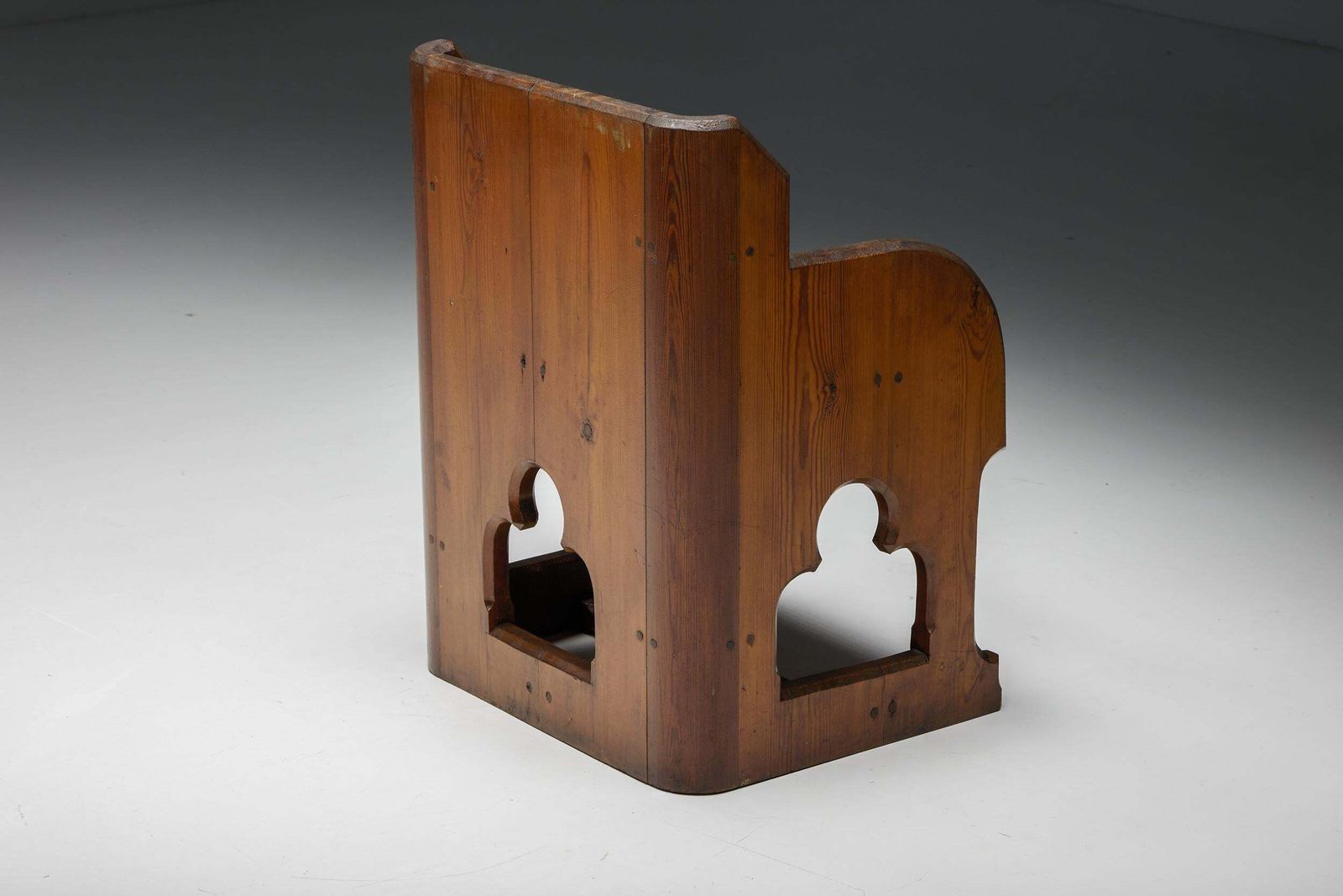 1583.0 Gothic Revival Wooden Armchairs, Pine & Oak, 20th Century photo