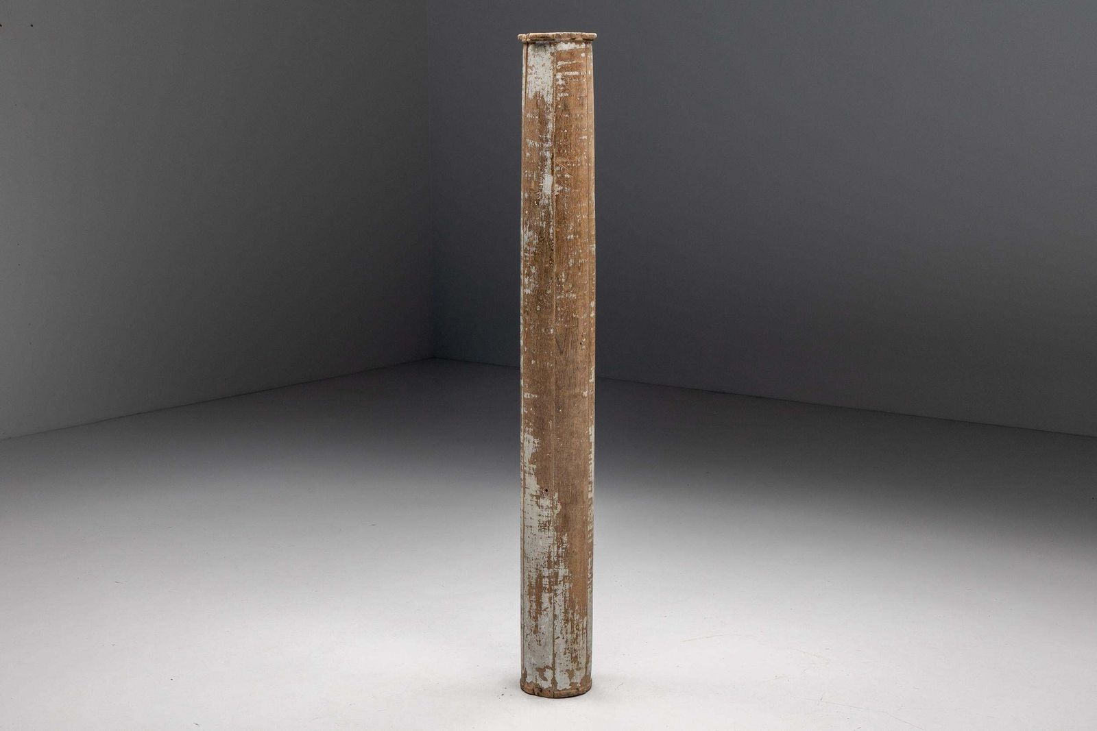 Pair Of Partly Patinated Wooden Columns, 19th Century photo vinterior