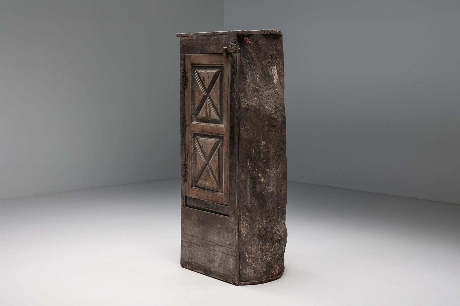 Rustic Art Populaire Monoxylite Cupboard, Ardèche, France, 19th Century photo furniture