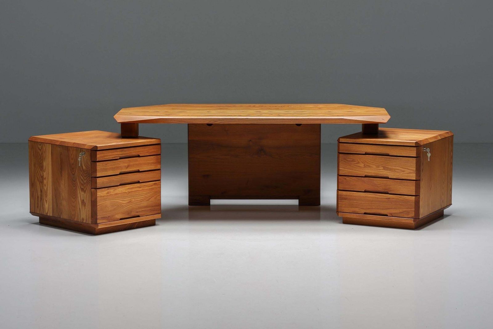 Furniture B40 Desk In Solid Elm By Pierre Chapo, France, 1960s photo