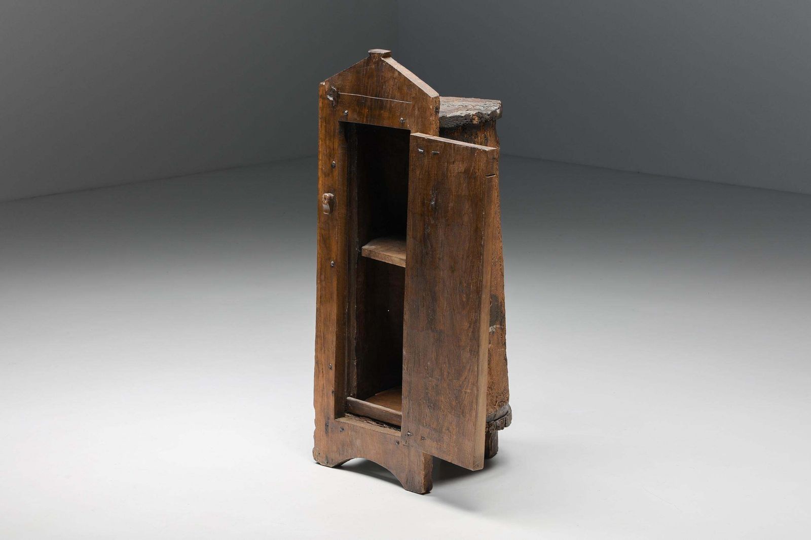 Travail Populaire Folk Art Wabi Sabi Monoxylite Cupboard, 19th Century photo for sale