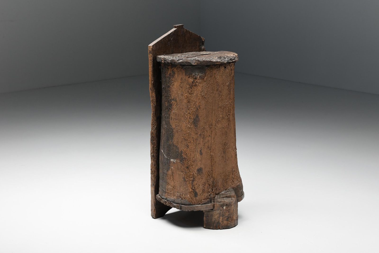 Travail Populaire Folk Art Wabi Sabi Monoxylite Cupboard, 19th Century photo Furniture