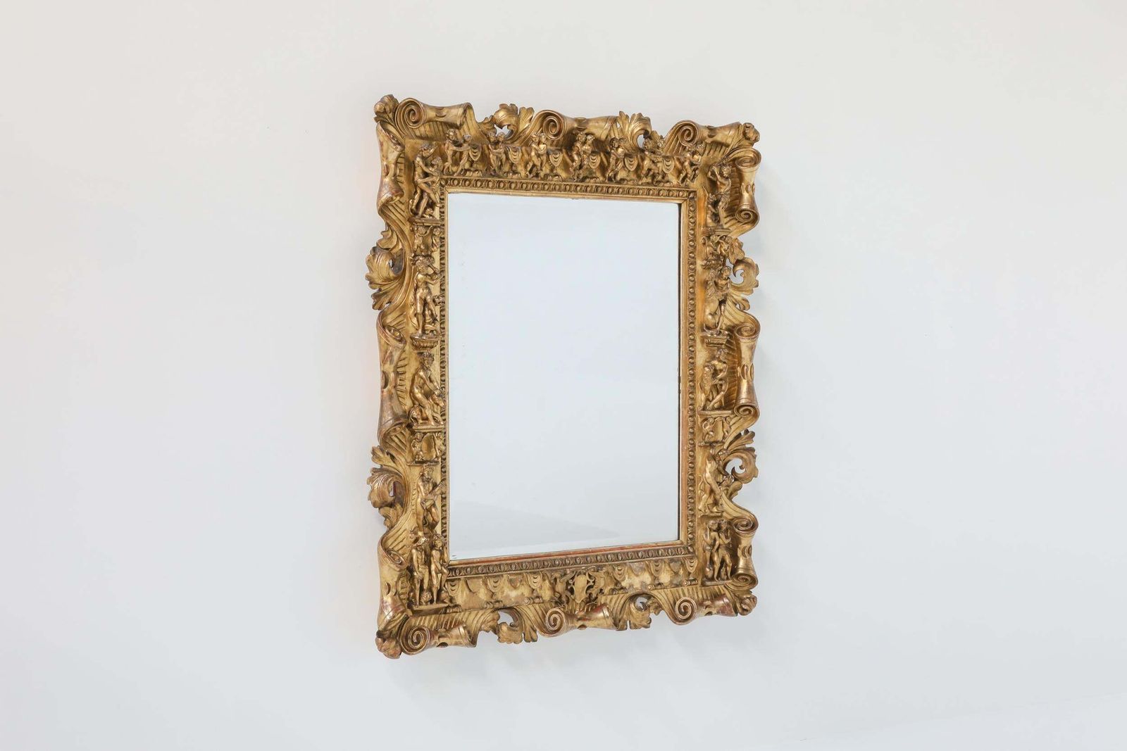 Gilt Wood Antique Mirror, French Louis XV Style, 19th Century photo furniture