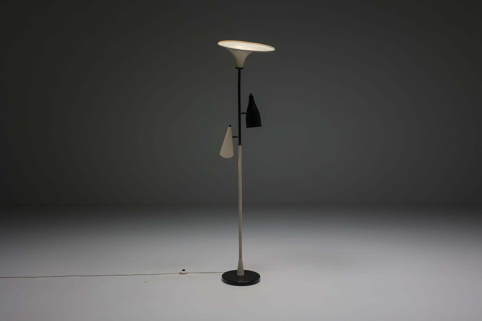 photo furniture Italian Yellow & Black Floor Lamp, Mid Century Modern, Space Age, 1950's