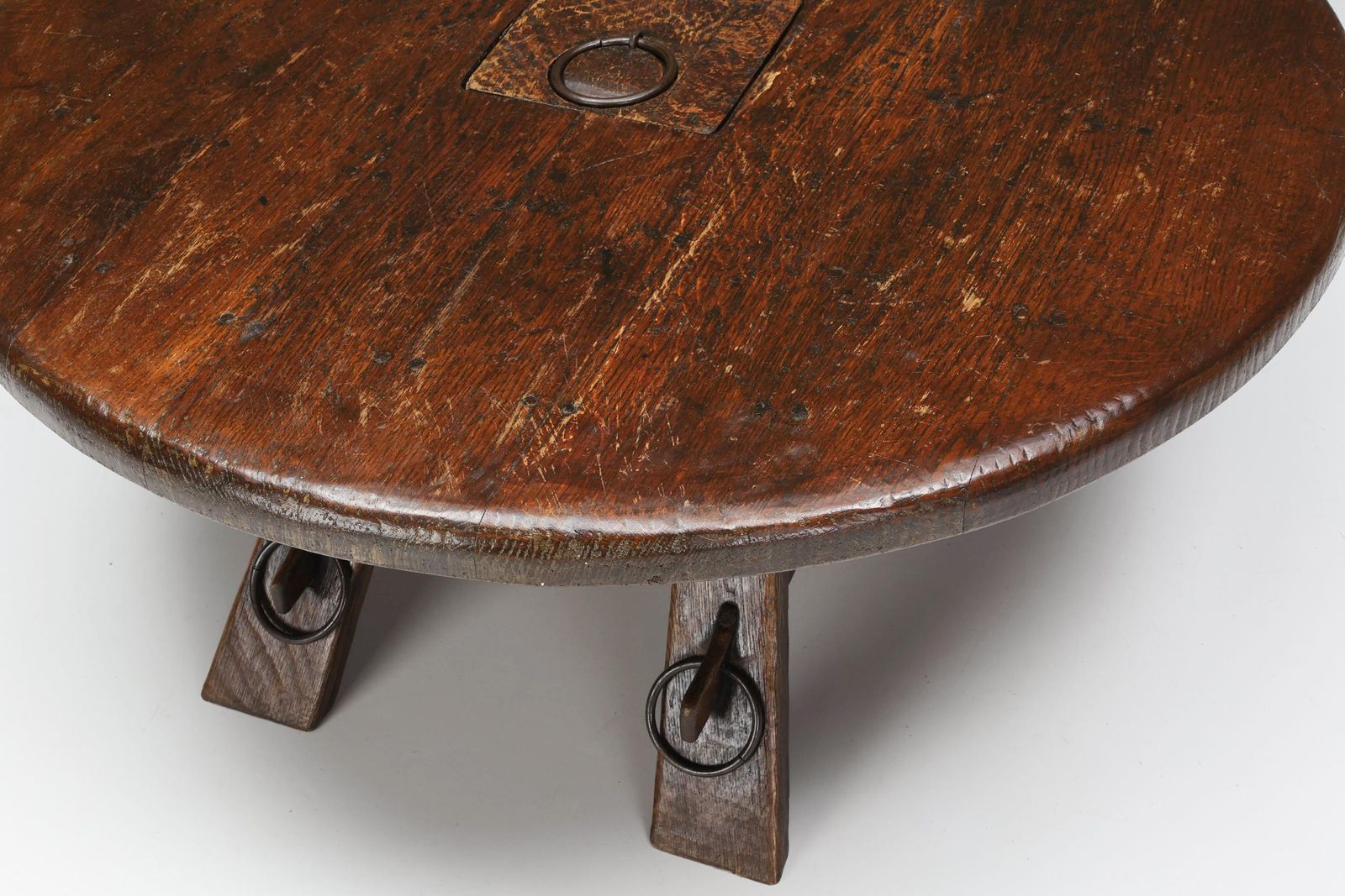 photo furniture Round Rustic Coffee Table With Ring IV, France, 1960s