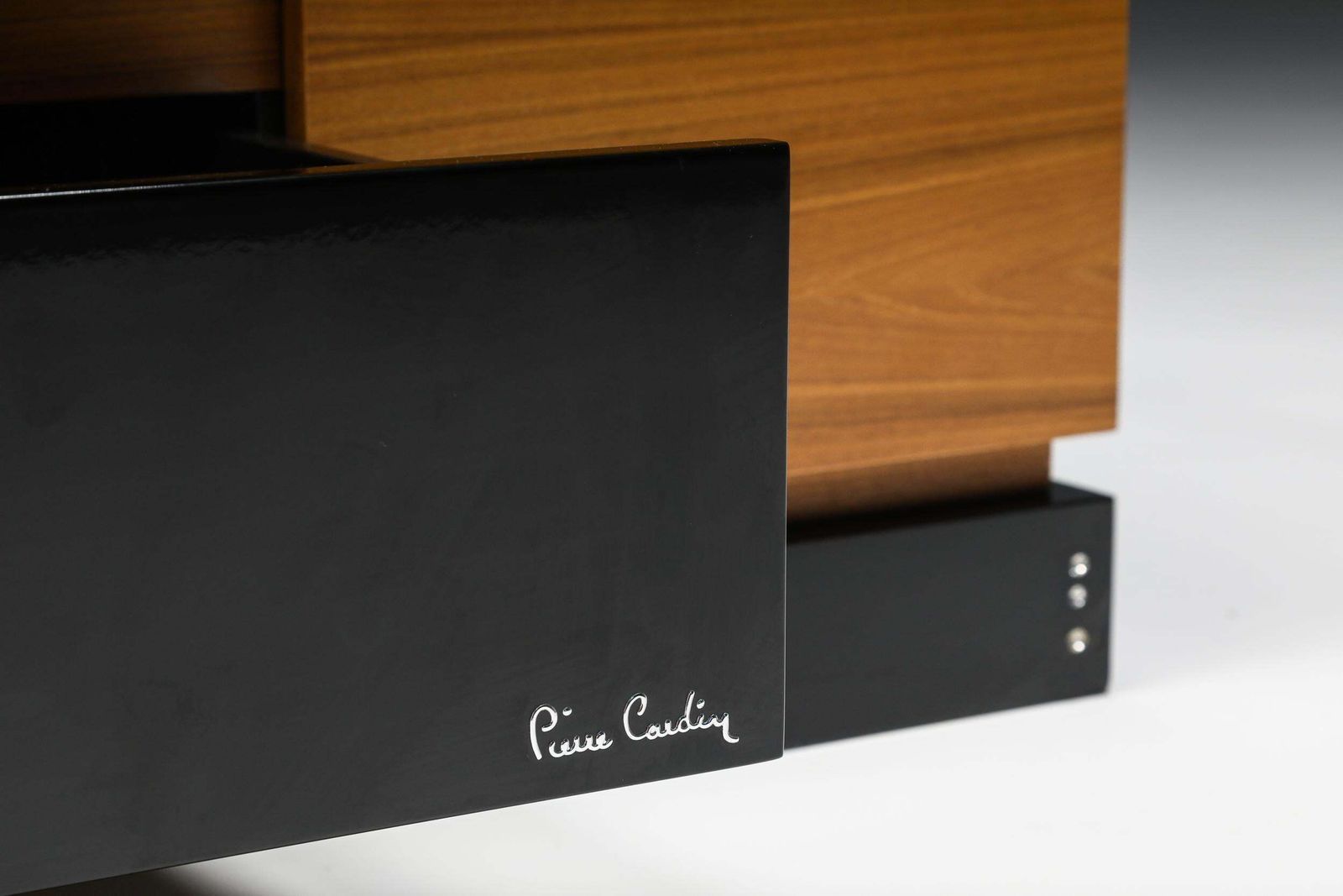 photo furniture Pierre Cardin Black Lacquer And Teak Drawer Cabinet, Postmodern Credenza, 1970's