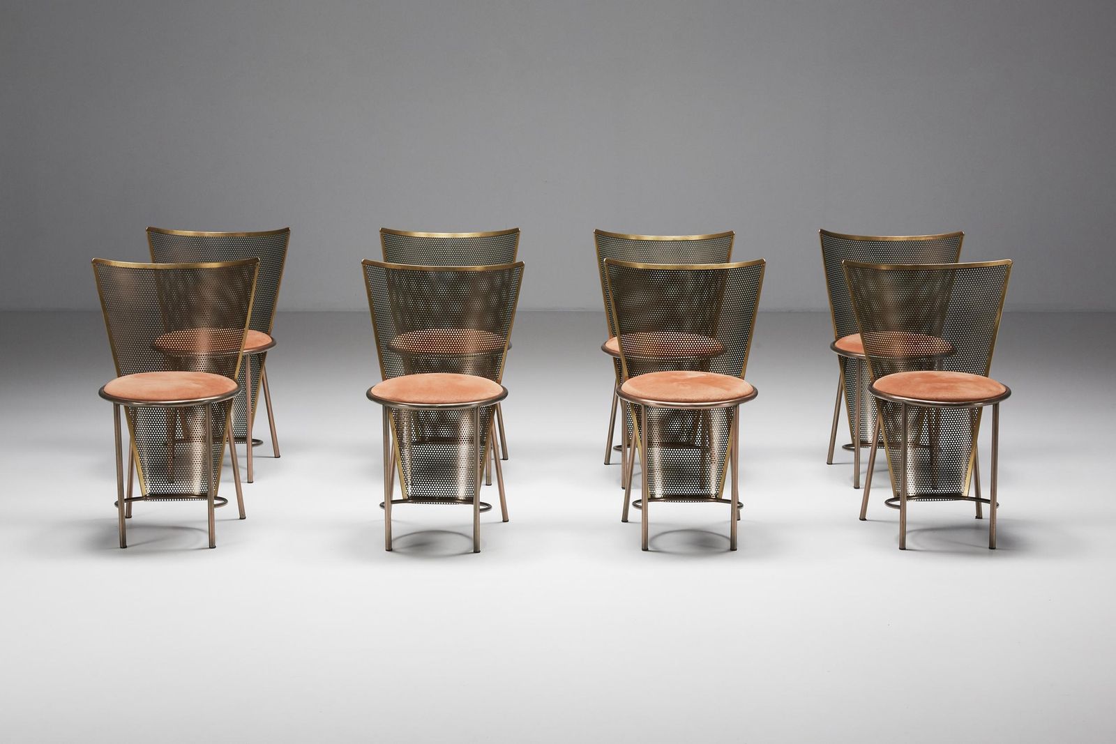 Post Modern Frans Van Praet '92 Brass Chairs, World Expo Belgian Pavillion photo for sale