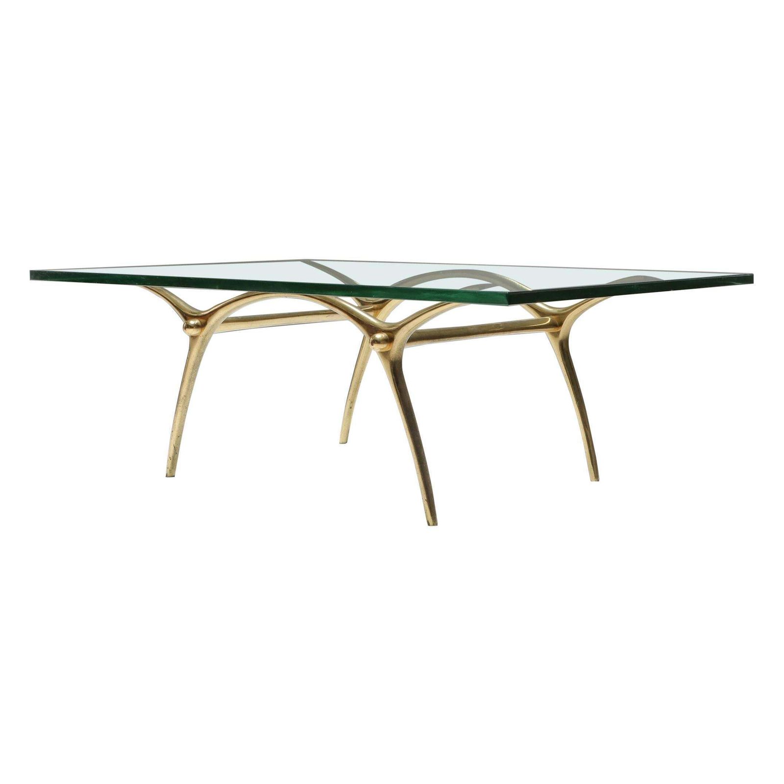 Bronze Hollywood Regency Coffee Table By Kouloufi