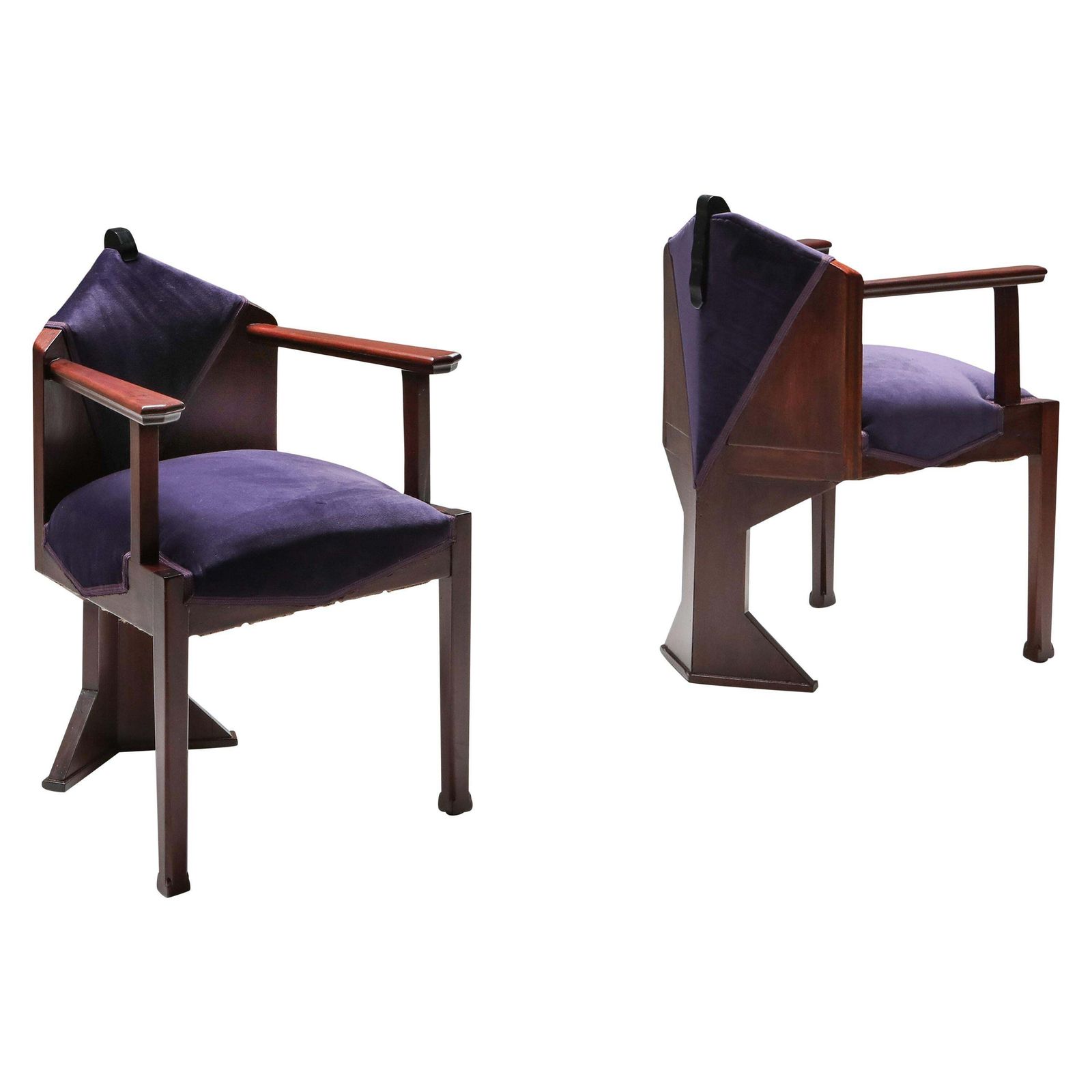 Dutch Art Deco ‘Amsterdamse School’ Pair Of Armchairs
