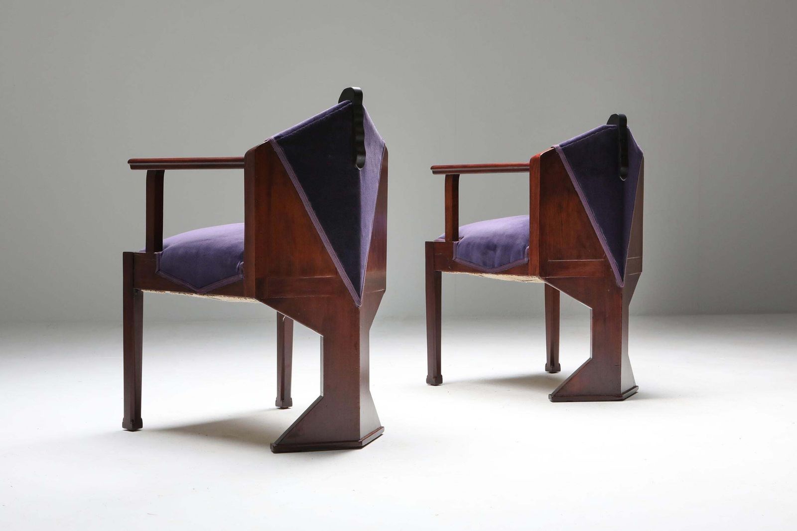 Dutch Art Deco ‘Amsterdamse School’ Pair Of Armchairs photo Furniture