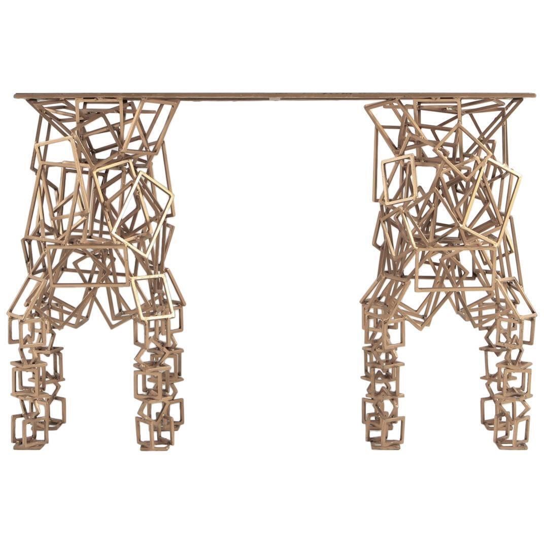 Brass Console Table In The Style Of Antony Gormley photo furniture