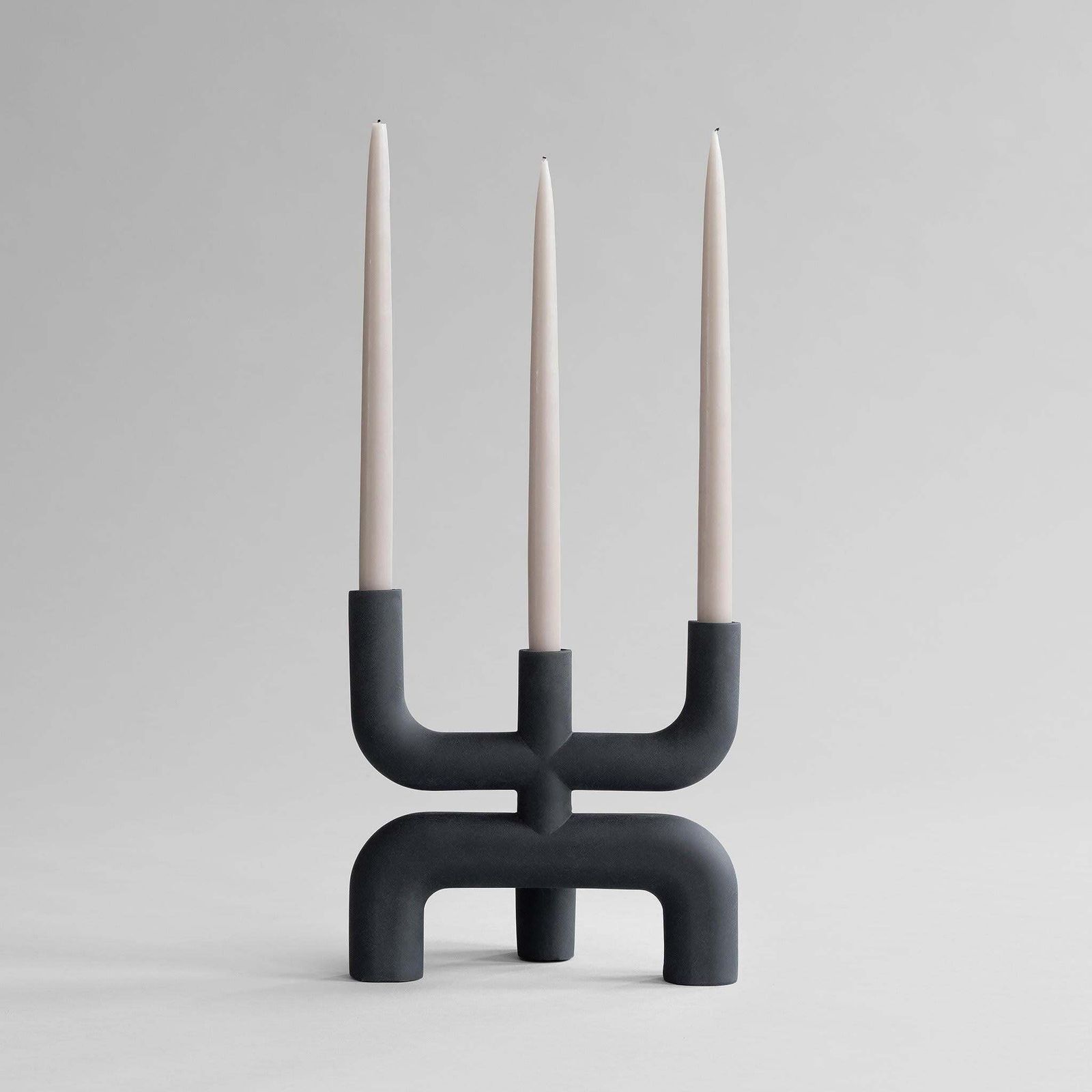 Contemporary Candleholder, Black Ceramic, Contemporary Art. photo vintage