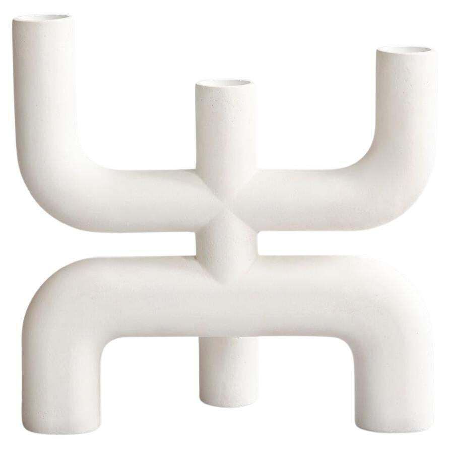 Contemporary Candleholder, Ivory White Ceramic, Contemporary Art.