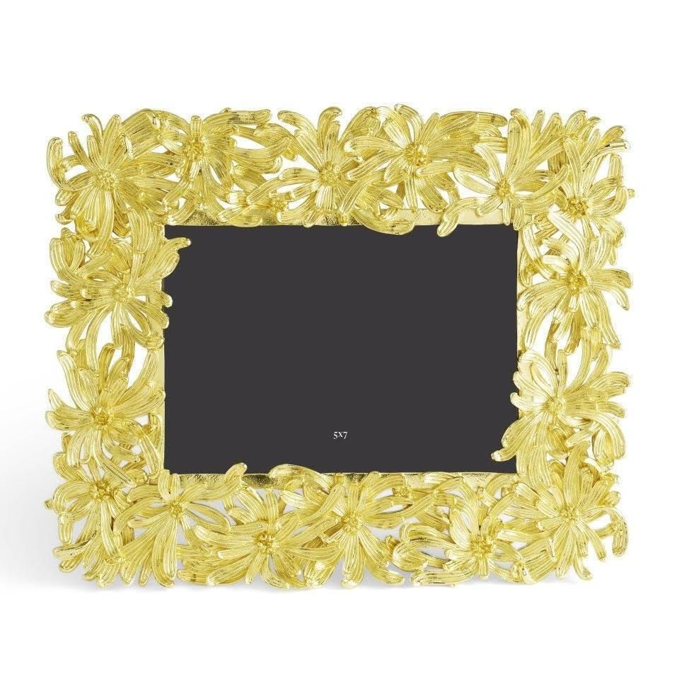 Dahlia Photo Frame In Gilded Metal, Medium Size Model. photo furniture