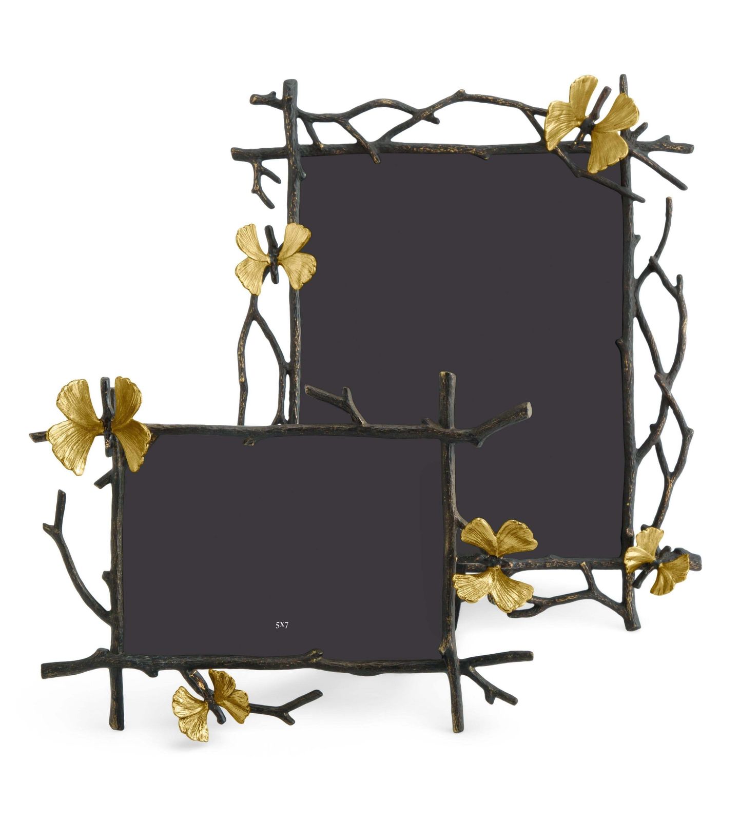 Frame With Ginkgo And Butterfly Motifs In High Quality Oxidised And Gilded Metal photo for sale