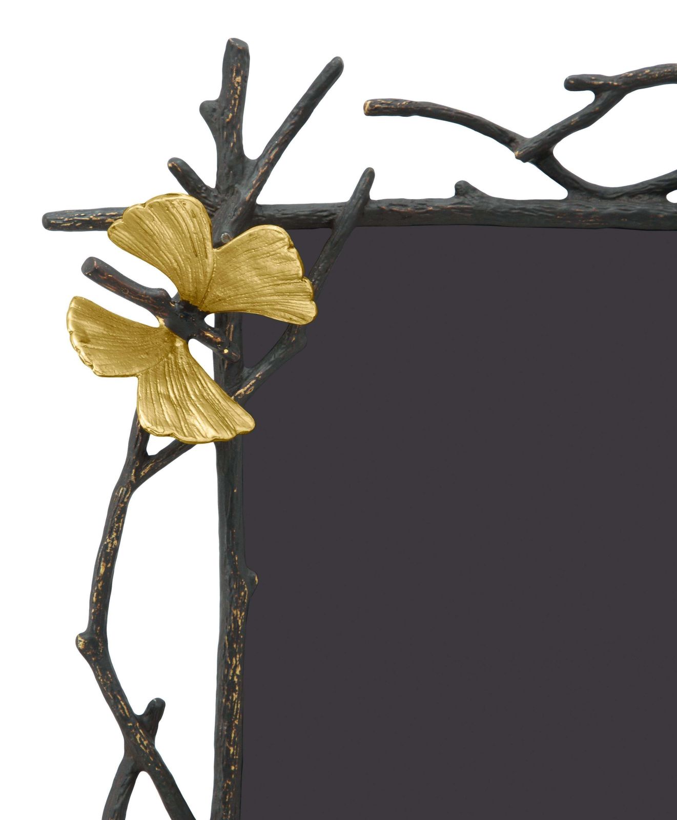 Frame With Ginkgo And Butterfly Motifs In Oxidised And Gilded Metal. photo 706.0