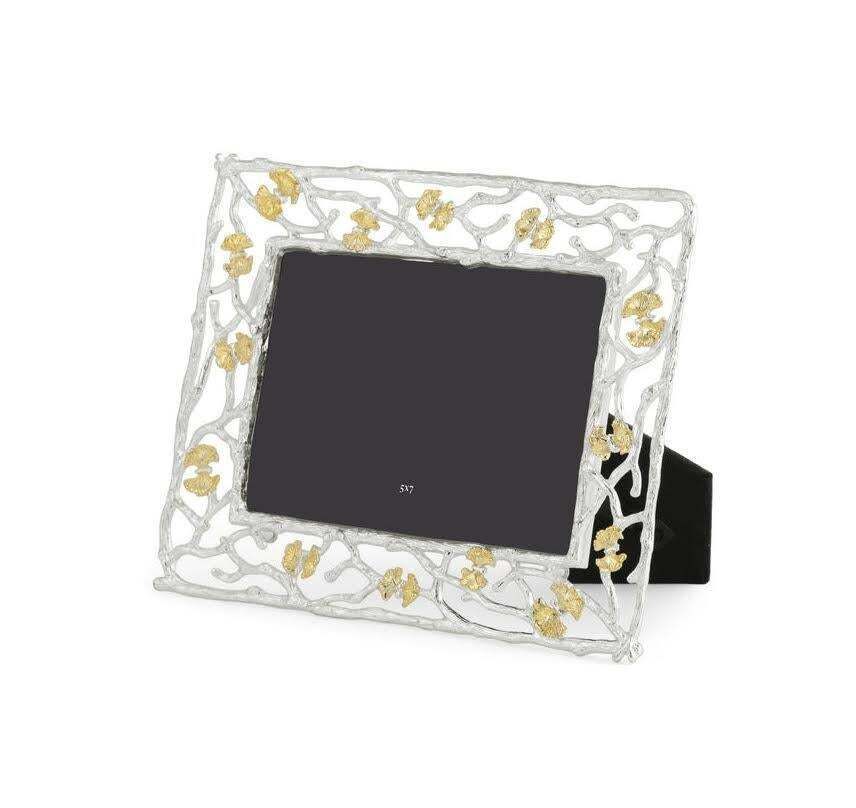 High Quality Photo Frame With Butterfly Motif In Silver And Gold Metal. photo Home Decor