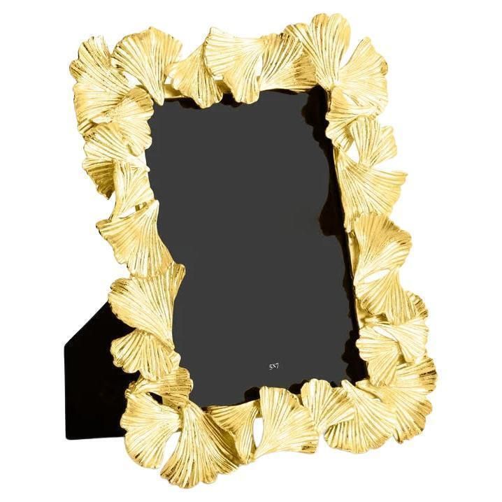 Golden Ginkgo Frame   Luxurious Golden Metal Photo Frame With Ginkgo Leaf Design