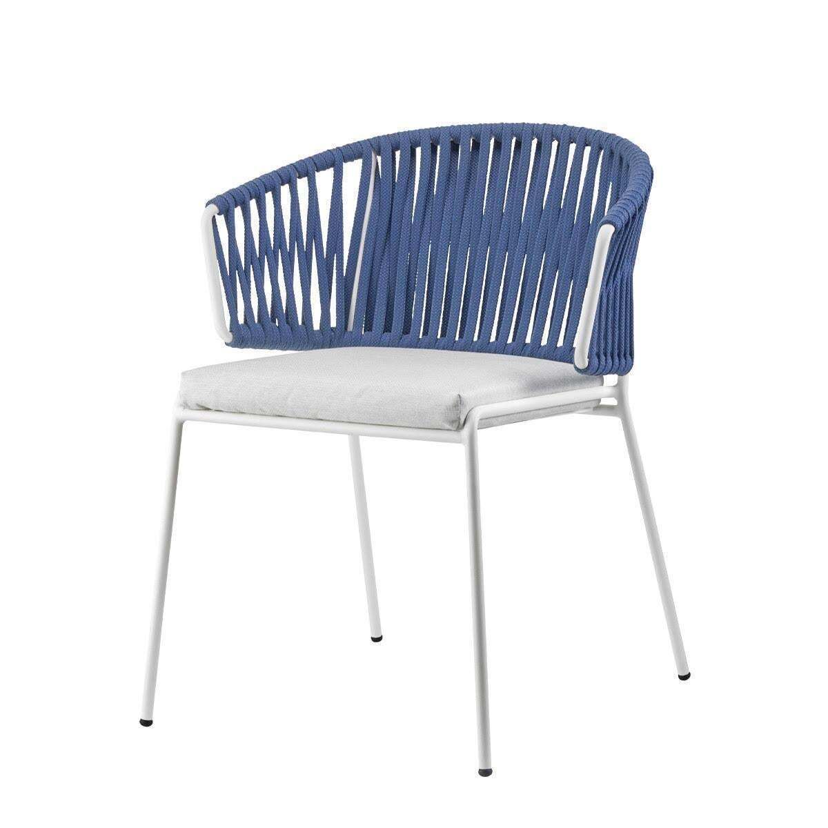 Pair Of Blue Outdoor Or Indoor Metal And Cord Armchairs, 21 Century photo furniture