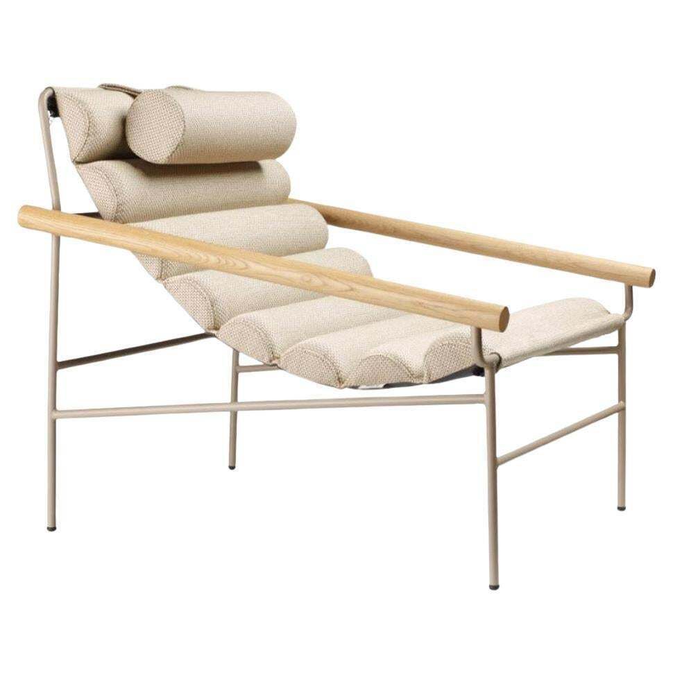 Wave Shaped 21st Century Creme Fabric Armchair Indoor Outdoor
