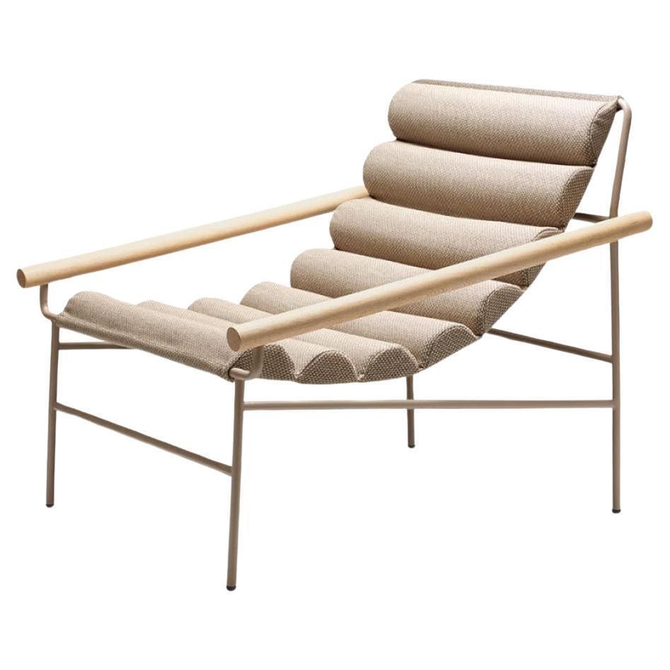 Wave Shaped 21st Century Beige Fabric Armchair Indoor Outdoor