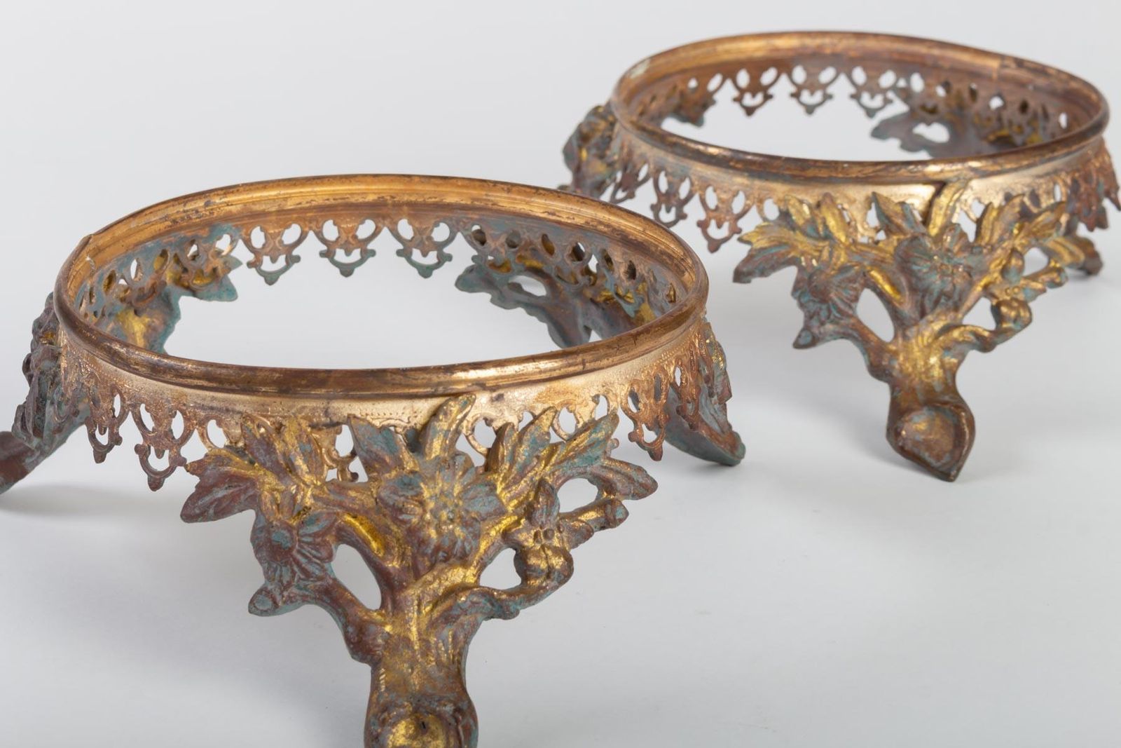 Pair Of Gilt Bronze Bases, 19th Century, Napoleon III Period photo for sale