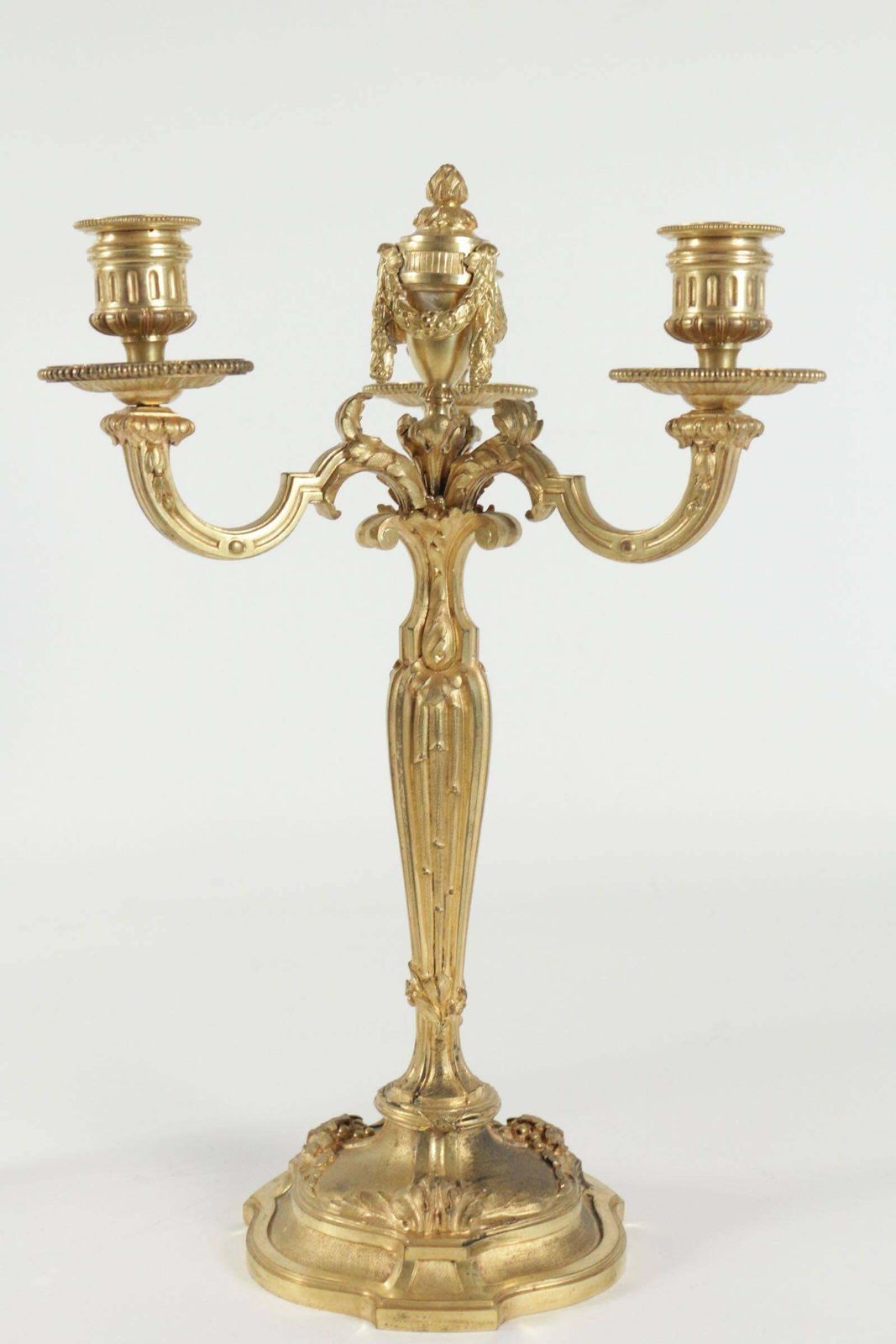 Pair Of Candelabra In The Style Of Louis XV In Gold Gilt Bronze, 19th Century photo for sale