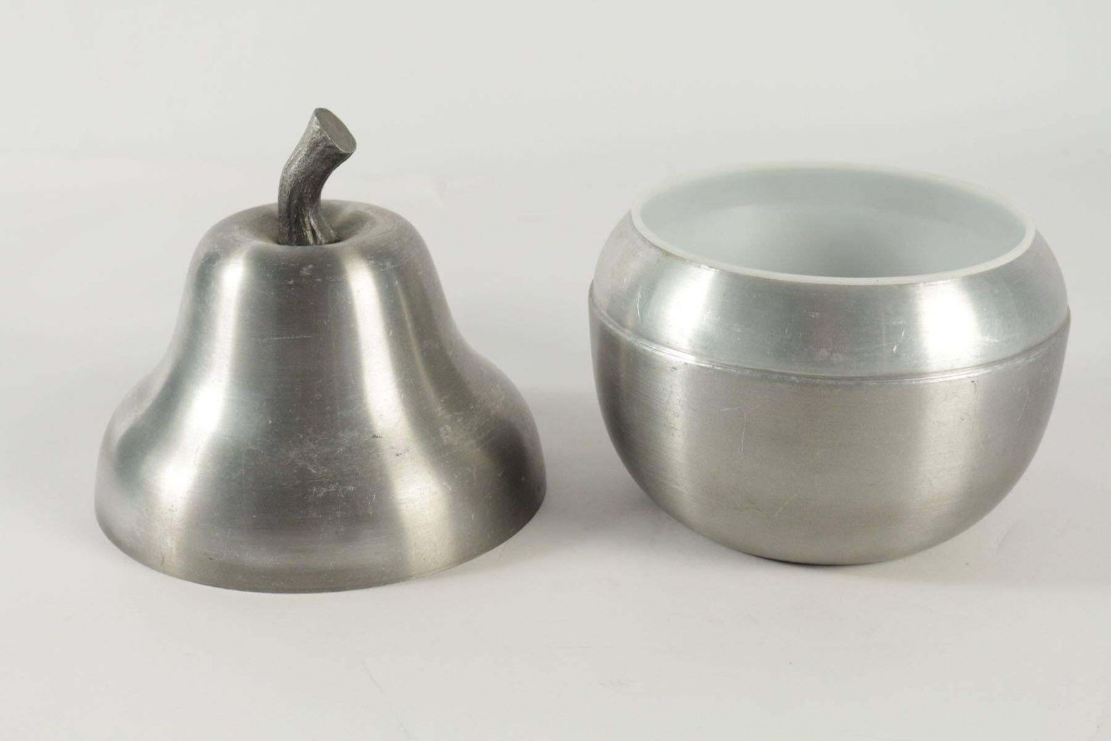 Cool Ice Bucket In The Shape Of A Pear In Brushed Aluminum From The 1970s photo for sale