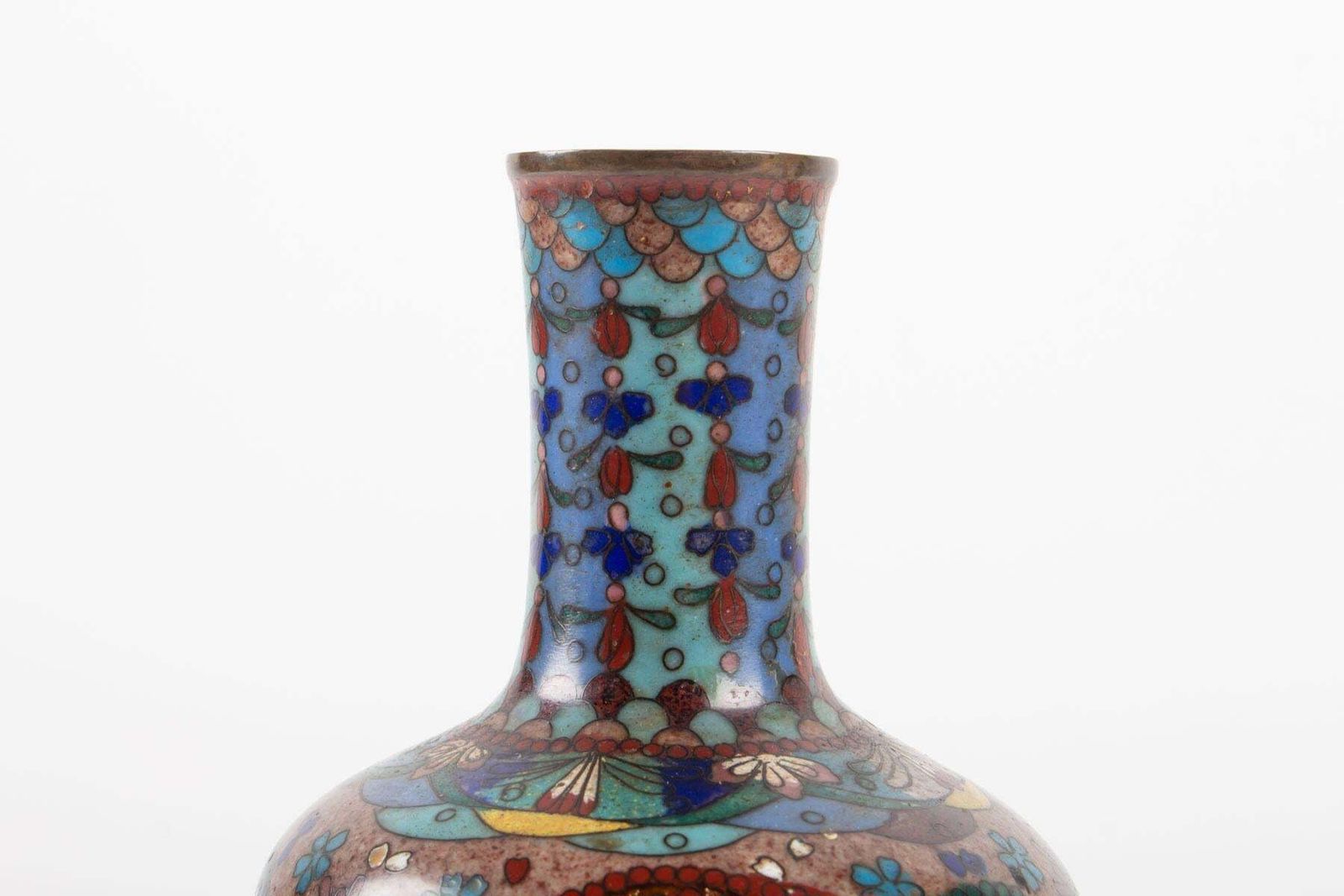 Pair Of Cloisonné Bronze Vases, Japan, Circa 1900 photo 443.0