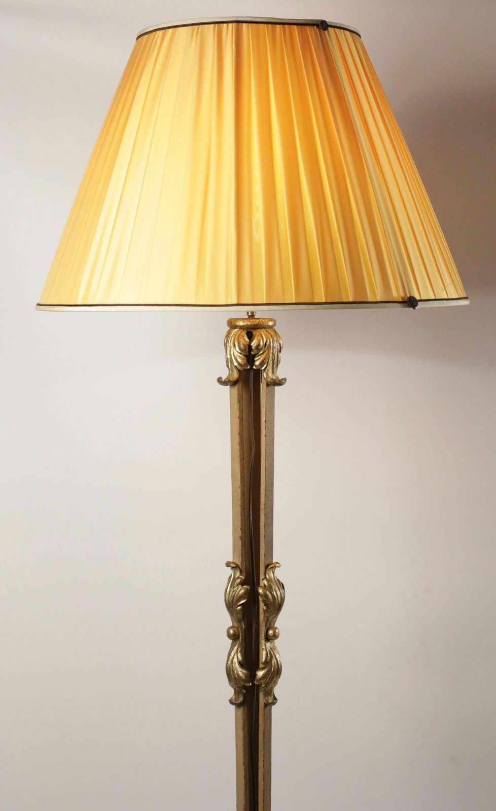 Beautiful Standing Lamp In Wrought Iron With Gold Gilded Accents photo furniture