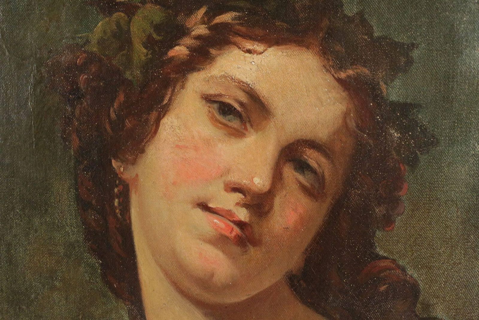 Elegant Portrait Of The 19th Century Representing A Romantic Pose Of A Woman photo furniture