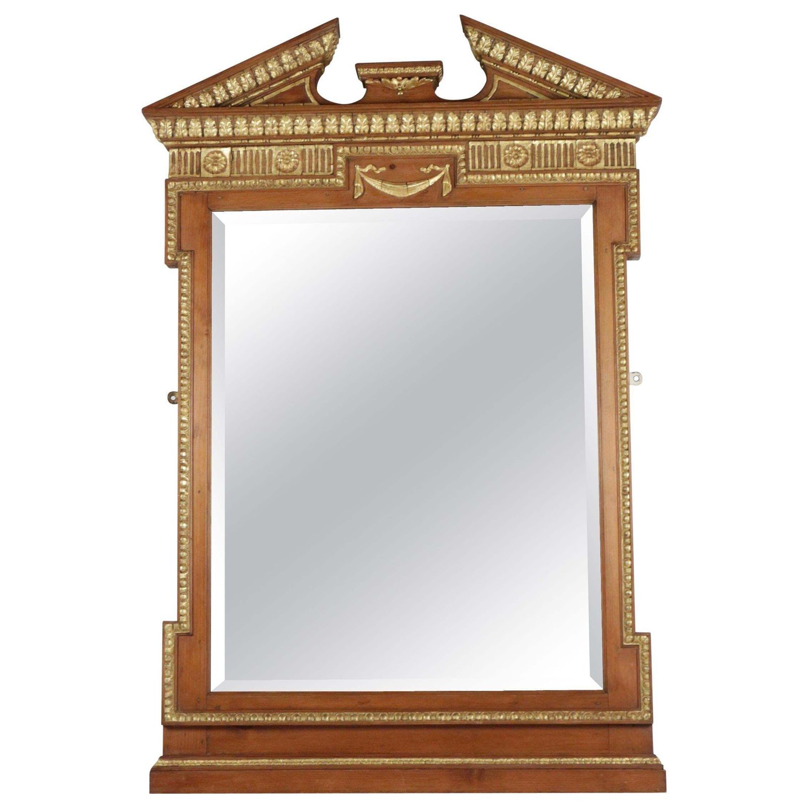 19th Century Neoclassical Mirror In Gold Giltwood And Gesso, Antique