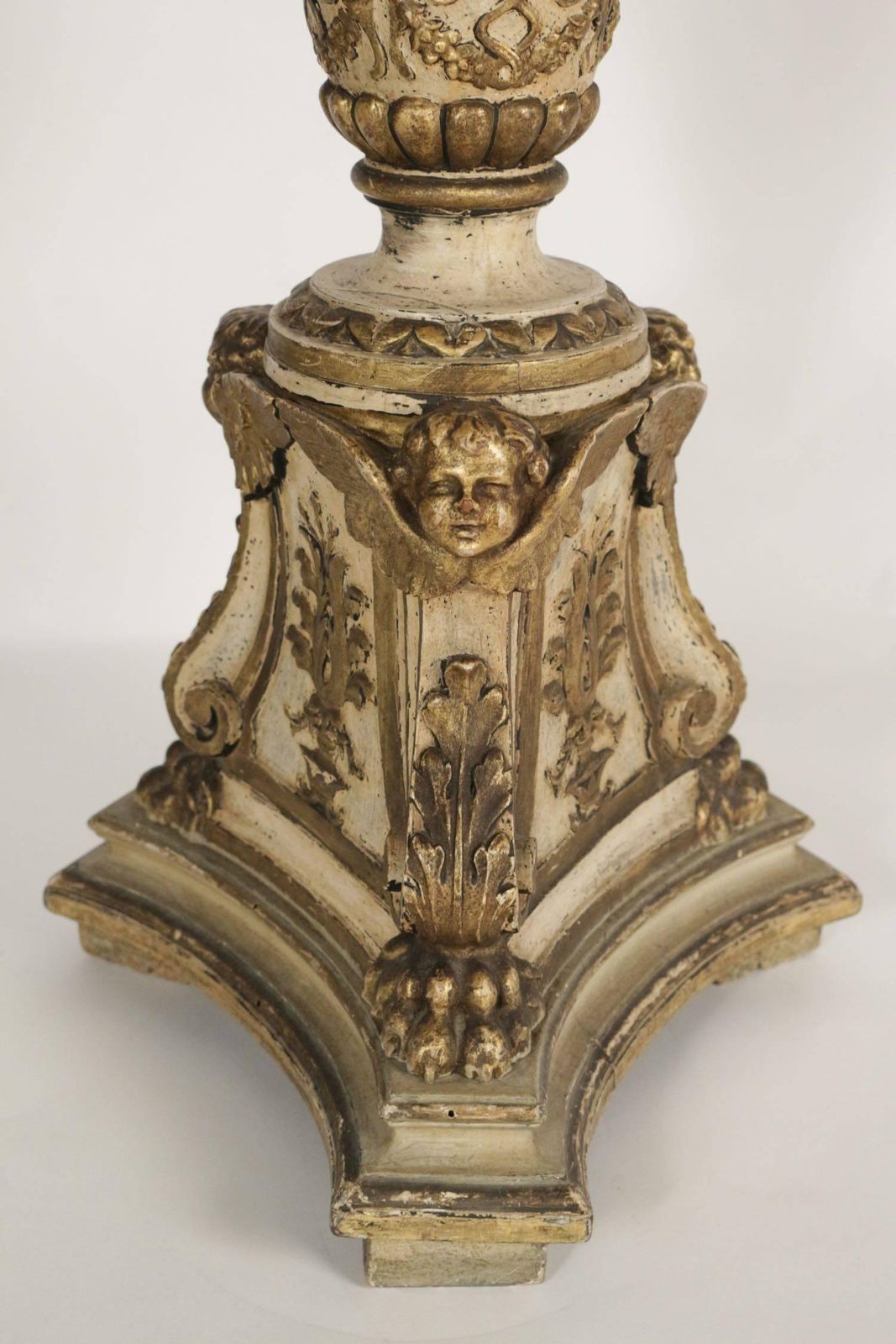 photo furniture Candle Stick In Sculpted In Lacquer And Good Solid Wood, 19th Century