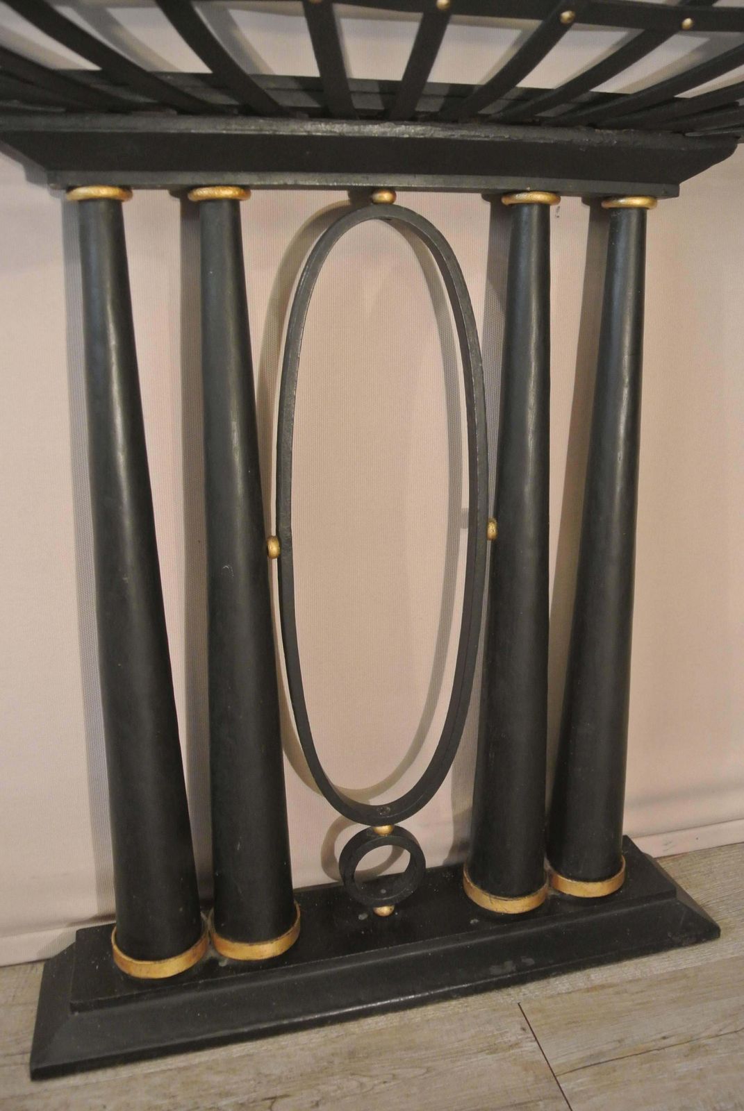 Important French Console In Black Wrought Iron And Gold photo for sale